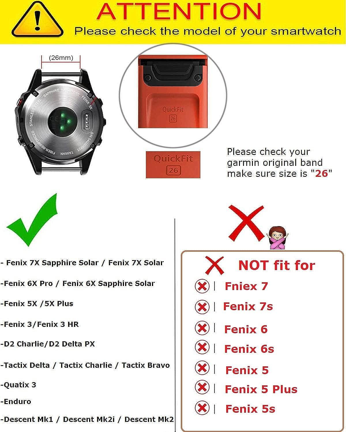 Silicone Strap Adjustable Bracelet for Garmin Fenix 6X/Fenix 6X Pro (Red) 
