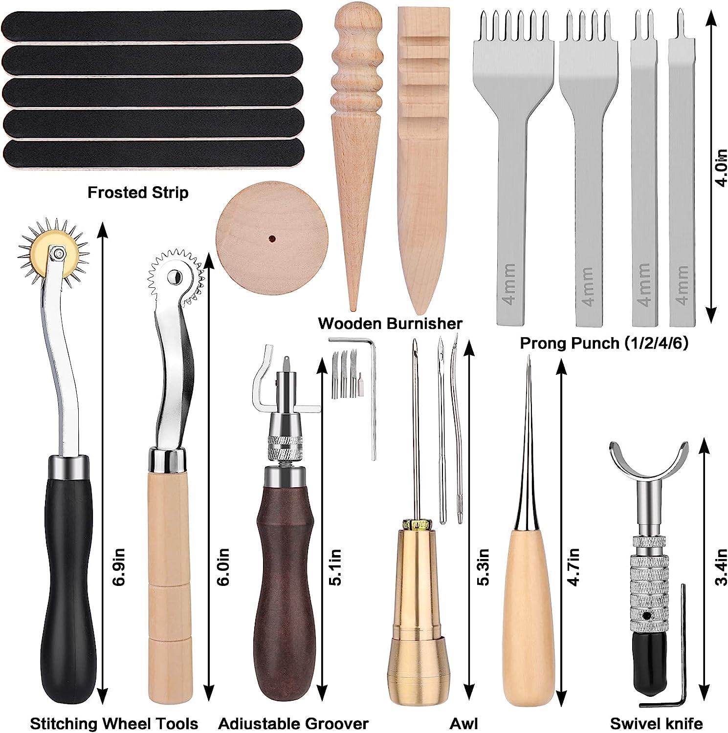 Leather Craft Tools Leather Working Tools Kit With Custom Storage Bag Leather  Carving Tools Leather Craft Making for Cutting Punching Sewing 