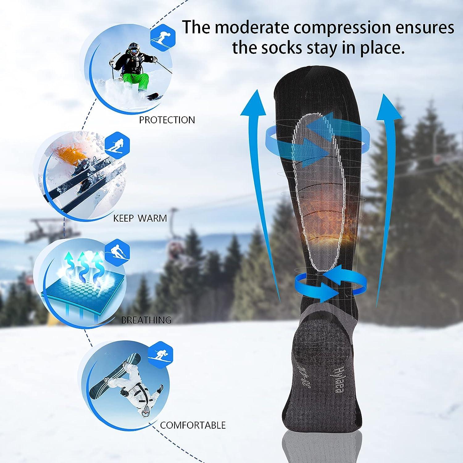 Merino Wool Ski Socks Kids, Knee-high Warm Thermal Snowboard