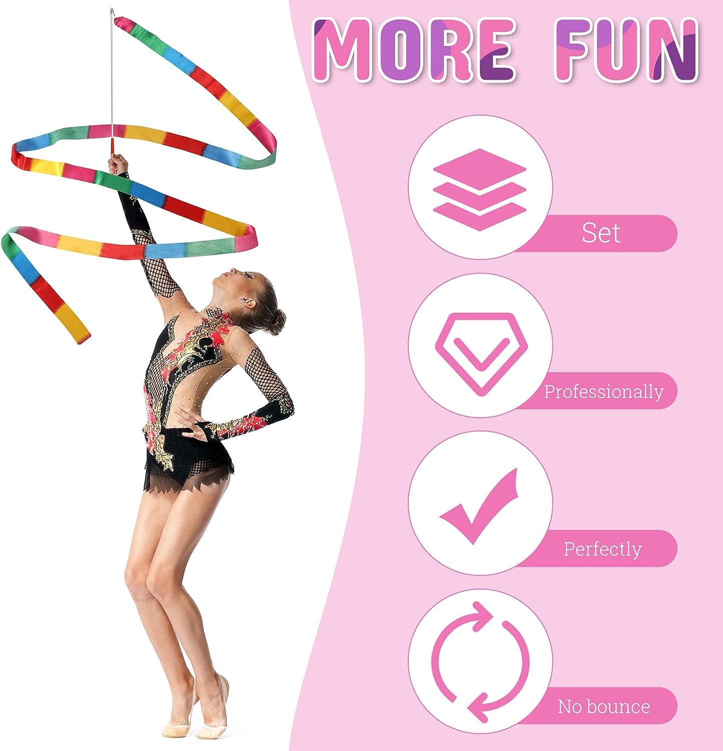 Rhythmic Gymnastics Ribbon with Twirling Dance Baton Rod for Kids Artistic  Dancing, Rhythmic Gymnastics Ribbon Wands, Gymnastic Training, Fun