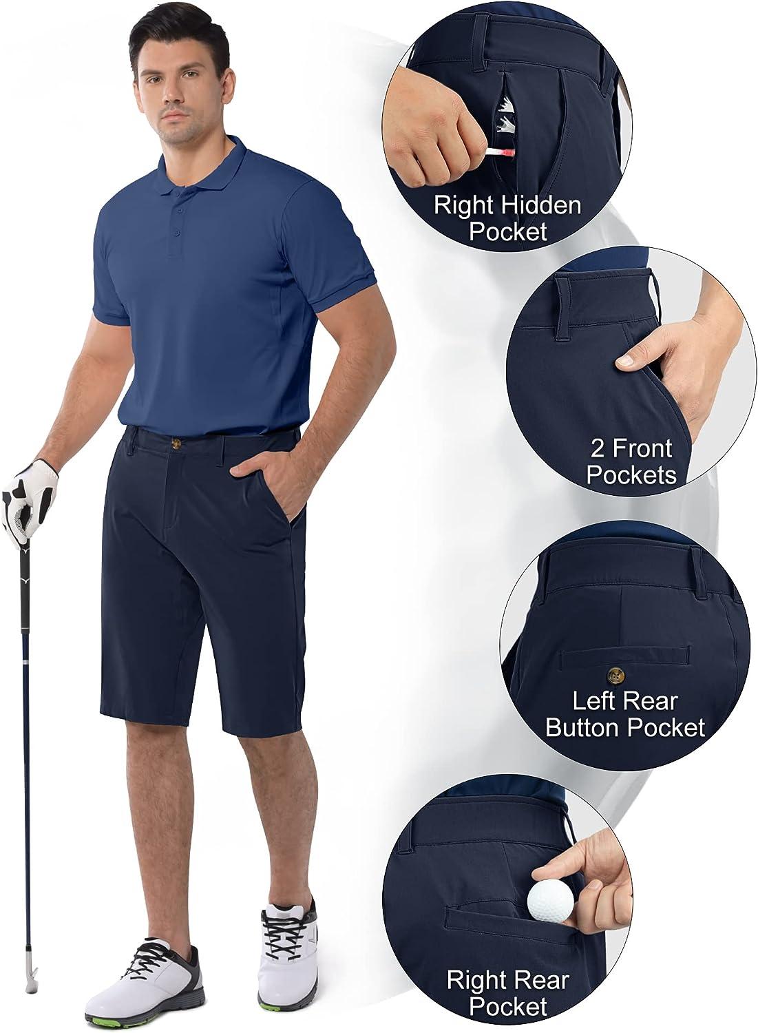 33,000ft Men's Golf Shorts Dry Fit, Lightweight Quick Dry Golf Stretch  Shorts with Pockets 11 Inseam for Travel Casual Navy Blue 30
