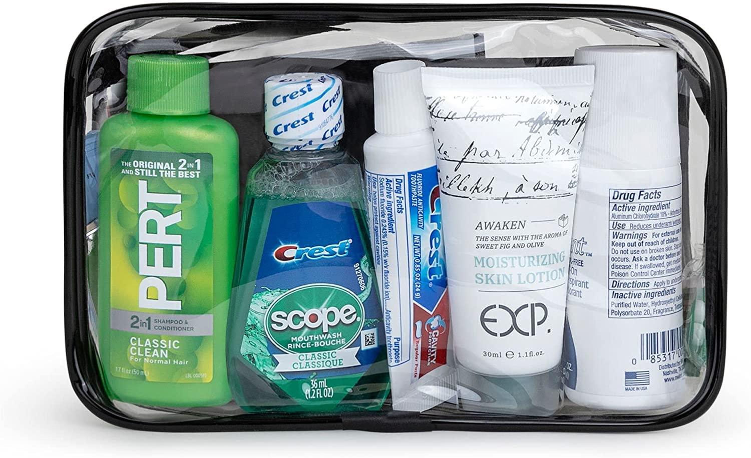 Necessities Travel Kit | Unisex Toiletries Bag with Travel Size Bottles TSA Approved