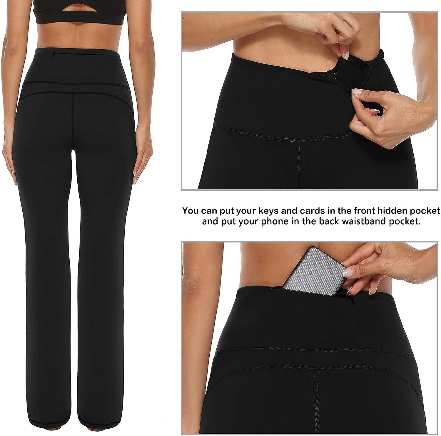 Women's Bootcut Yoga Pants Tummy Control Workout Non See-Through Bootleg  Yoga Pants Stretchy Work Pants for Women