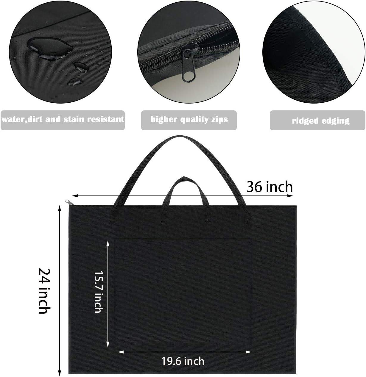 Art Portfolio Case Art Supplies with Nylon Shoulder with Outer Pockets and  Handle Wear Resistant Painting Board Bag Drawing Bag for Carrying Gray