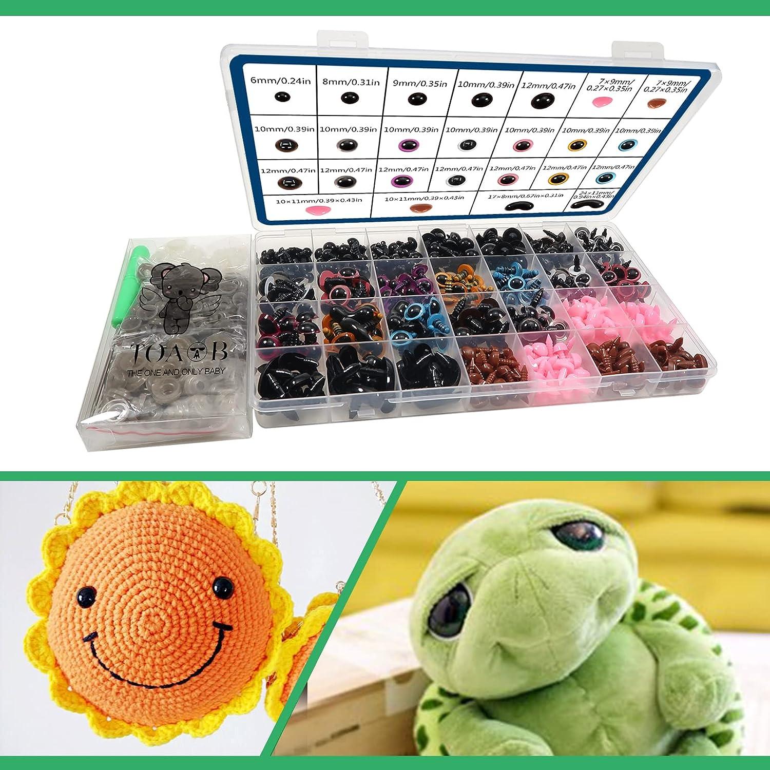 TOAOB 140pcs 12mm Colorful Plastic Safety Eyes Craft Eyes with Washers for  Stuffed Animals Amigurumis Crochet Bears Dolls Making