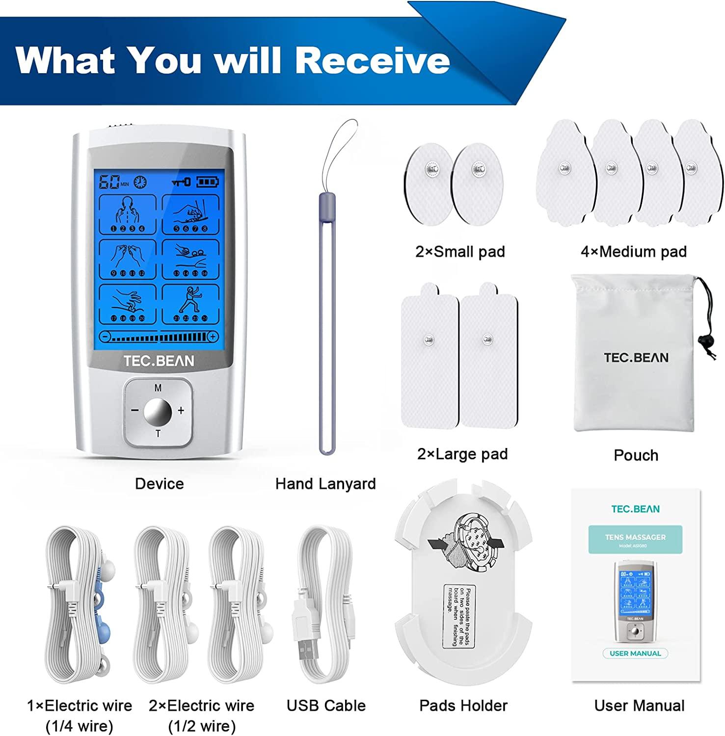Electronic Pulse Massager Muscle Stimulator Tens Unit with 16 Modes and 8  Pads Back Lumbar Pain Relief Machine