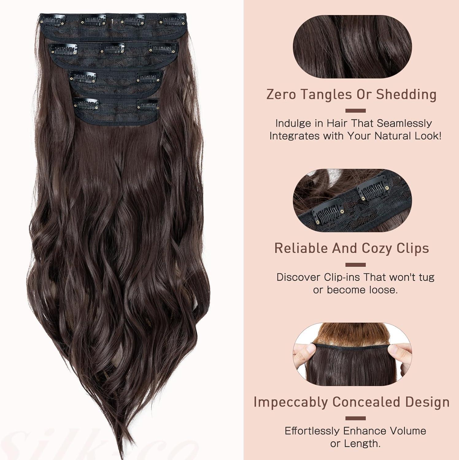 Brown Ponytail Extensions, Hair on Elastic Band, Synthetic Hair Extension  on Hairband, Hair Wig, Natural Brown Haired Girl 
