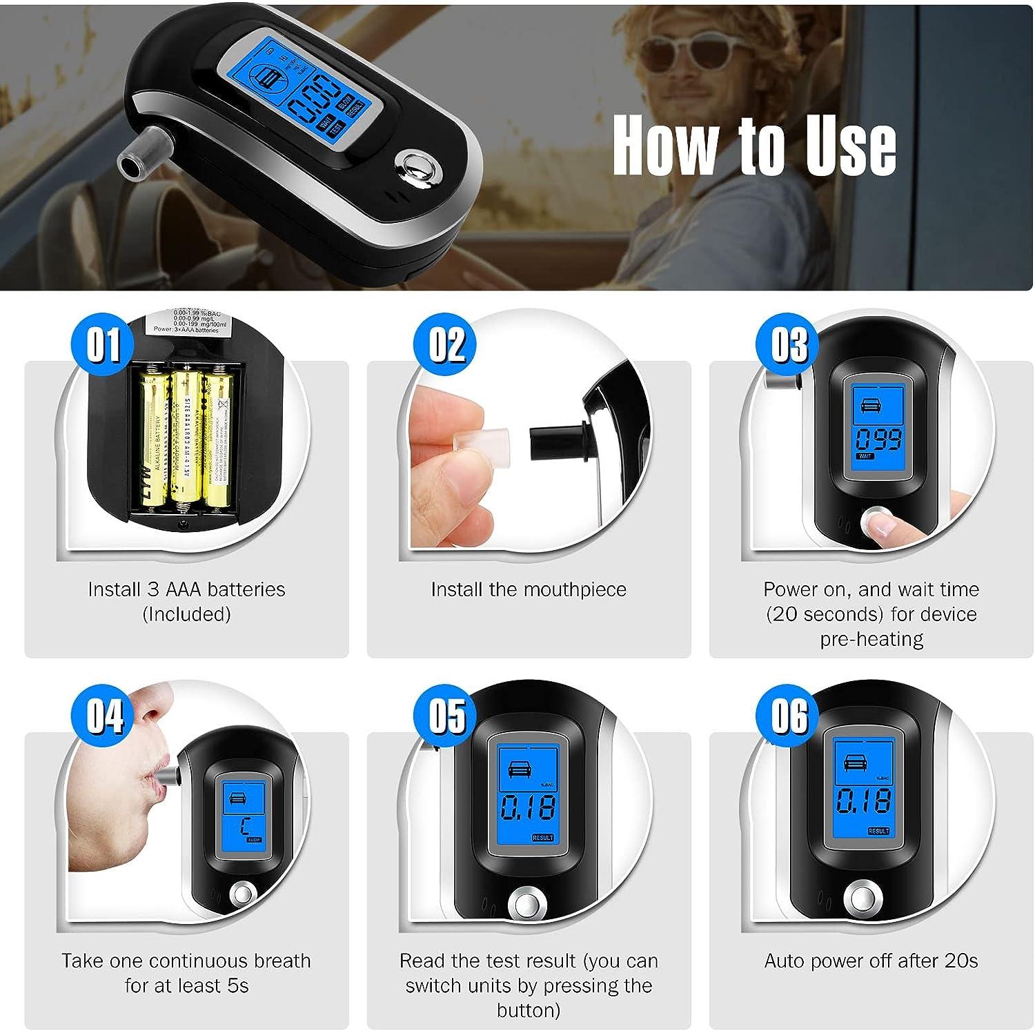 Alcohol Tester, Blood Alcohol Tester, Alcohol Meters, Professional Alcohol  Tester With Led Display, Digital, Fast, Portable, Semiconductor Sensor Tech
