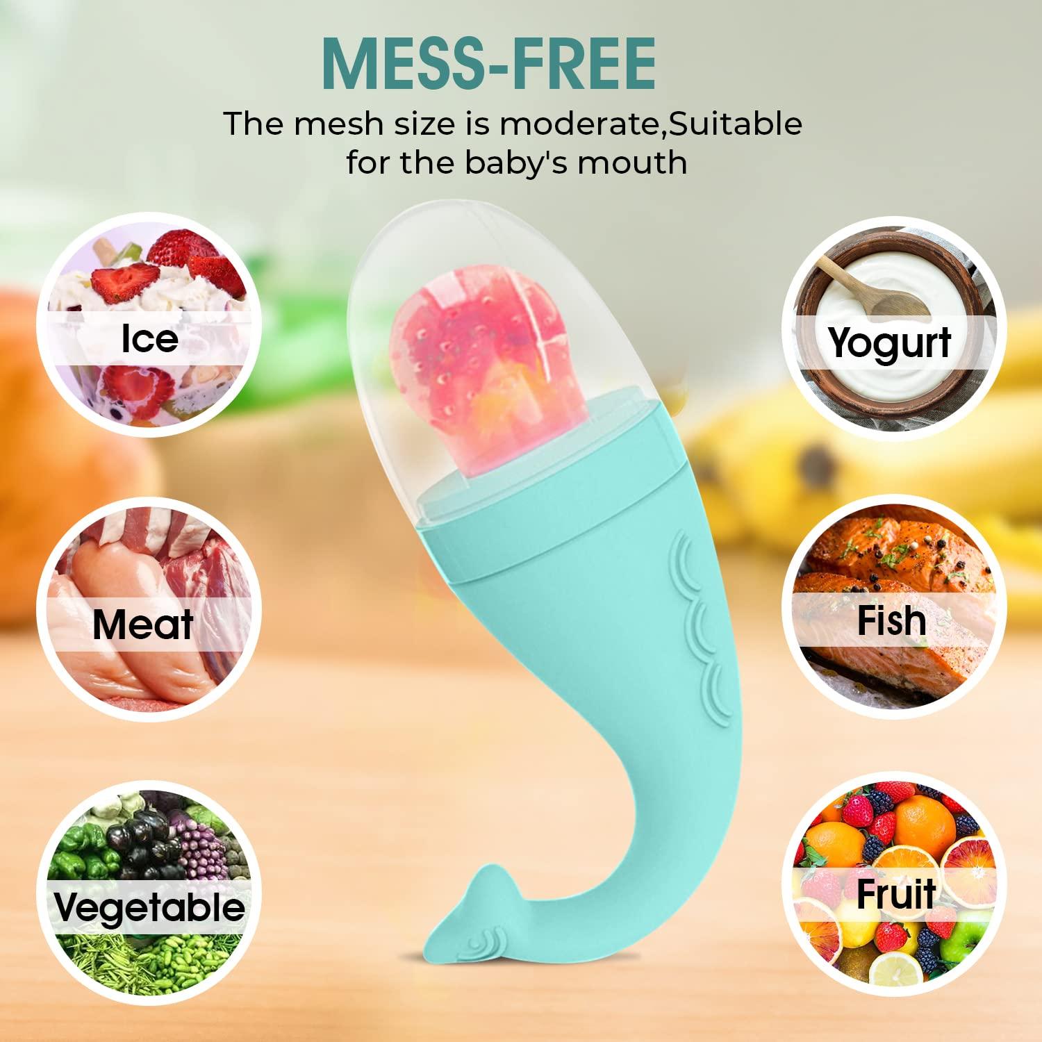 Universe Silicone Baby Food Feeder (2 Pack with 4 Additional Silicone Sacs)  BPA-Free Food Grade