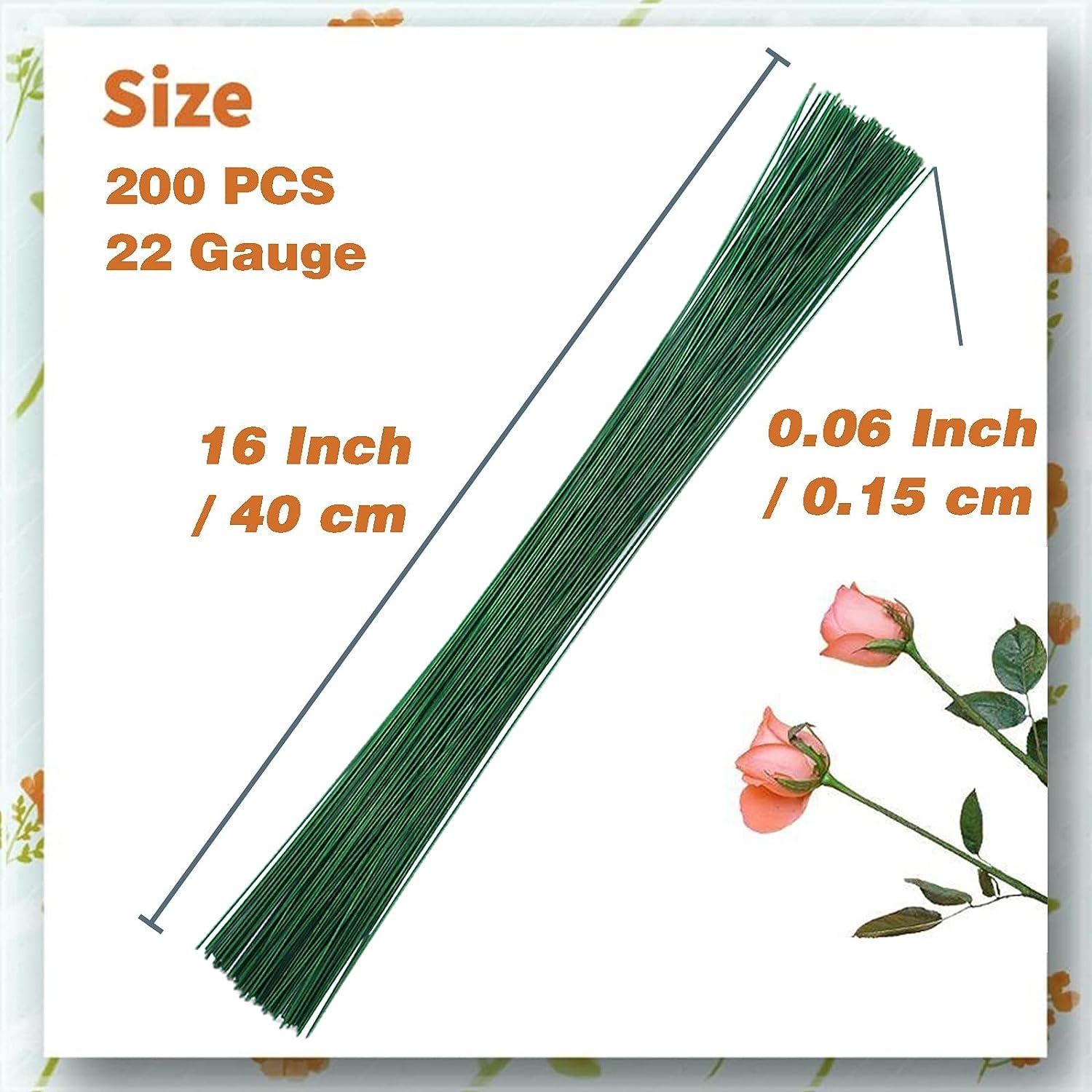 300 Pieces Green 18 Gauge Floral Wire Stems For DIY Crafts, Artificial  Flower Arrangements (16 In)