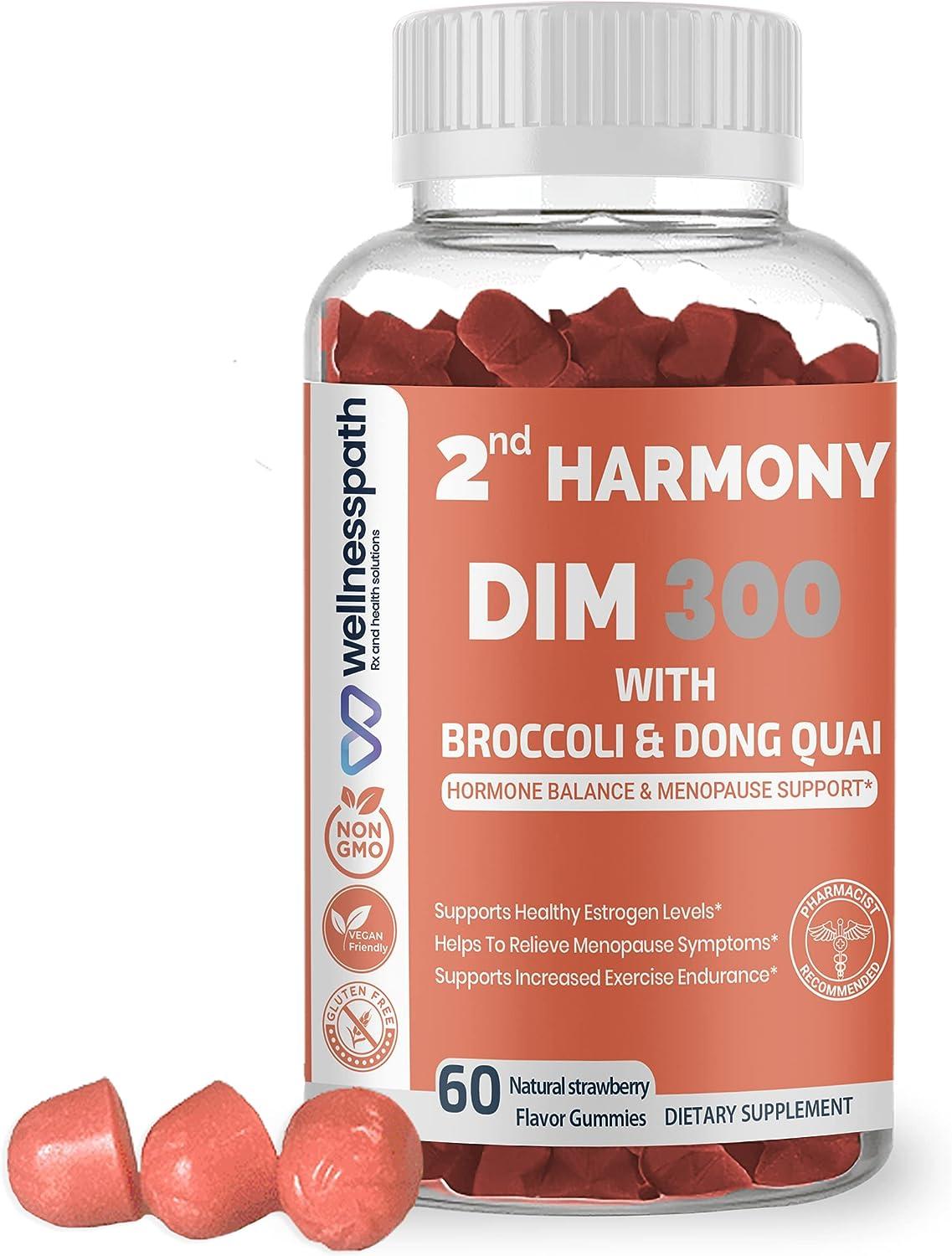 2nd Harmony DIM 300 DIM Supplement with Dong Quai Aids with Menopause  Relief and Hormone Balance for Women Estrogen Supplement for Women and Men  60 Gummies - Wellnesspath Rx and Health Solutions