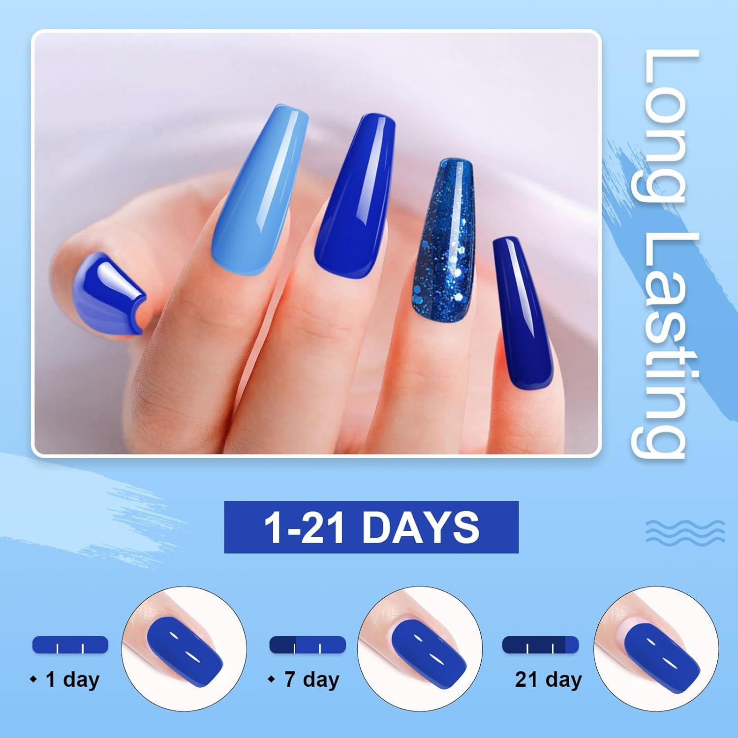 Matte Sky Blue Fake Nails Long Coffin Square Press on Wear Solid Color  False Finger Nail