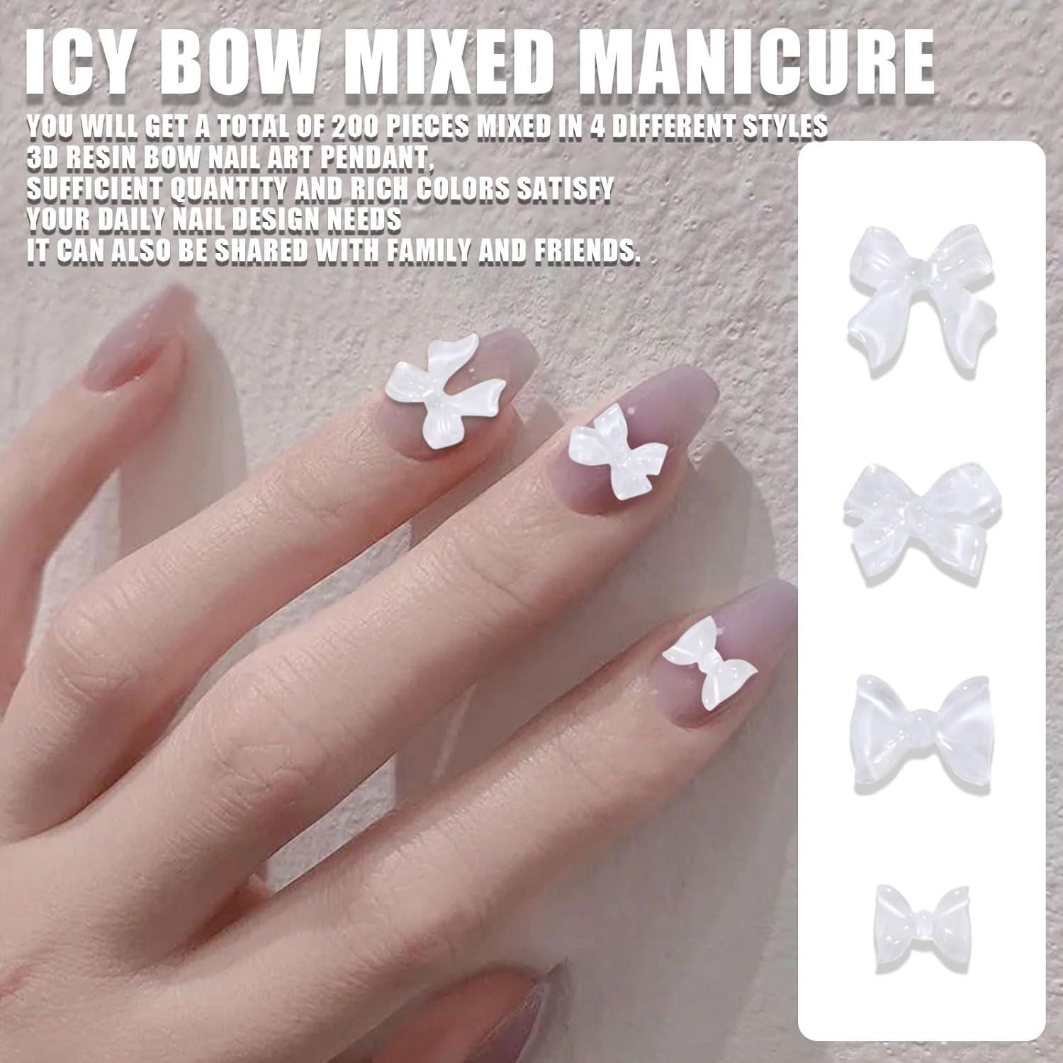 Nail Art Black Bow Star Glitter Bow Nail Water Decals Transfers Wraps - Etsy
