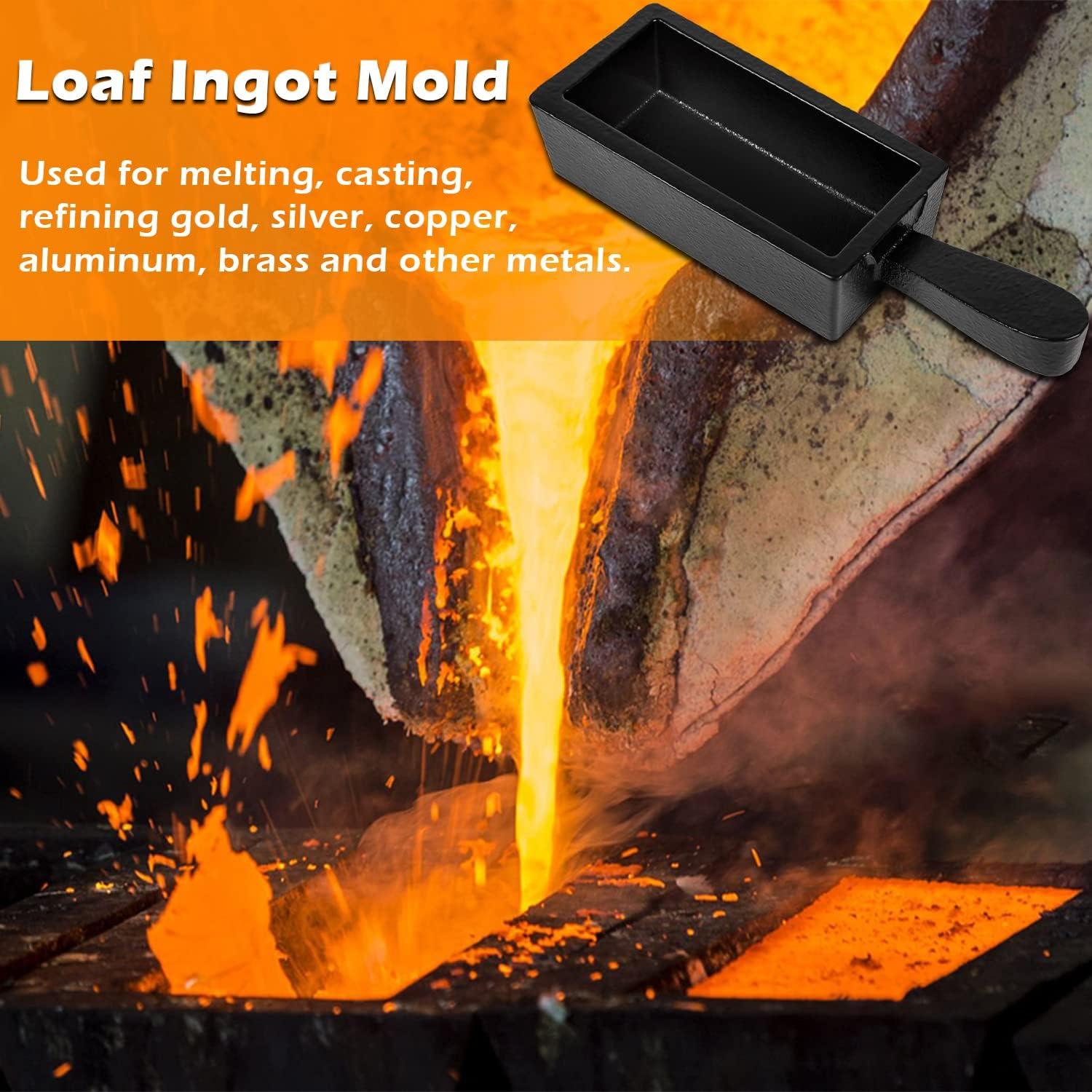 4 100 oz Cast Iron Bar Ingot Molds W/ Handle Melting Gold Silver Copper  Scrap