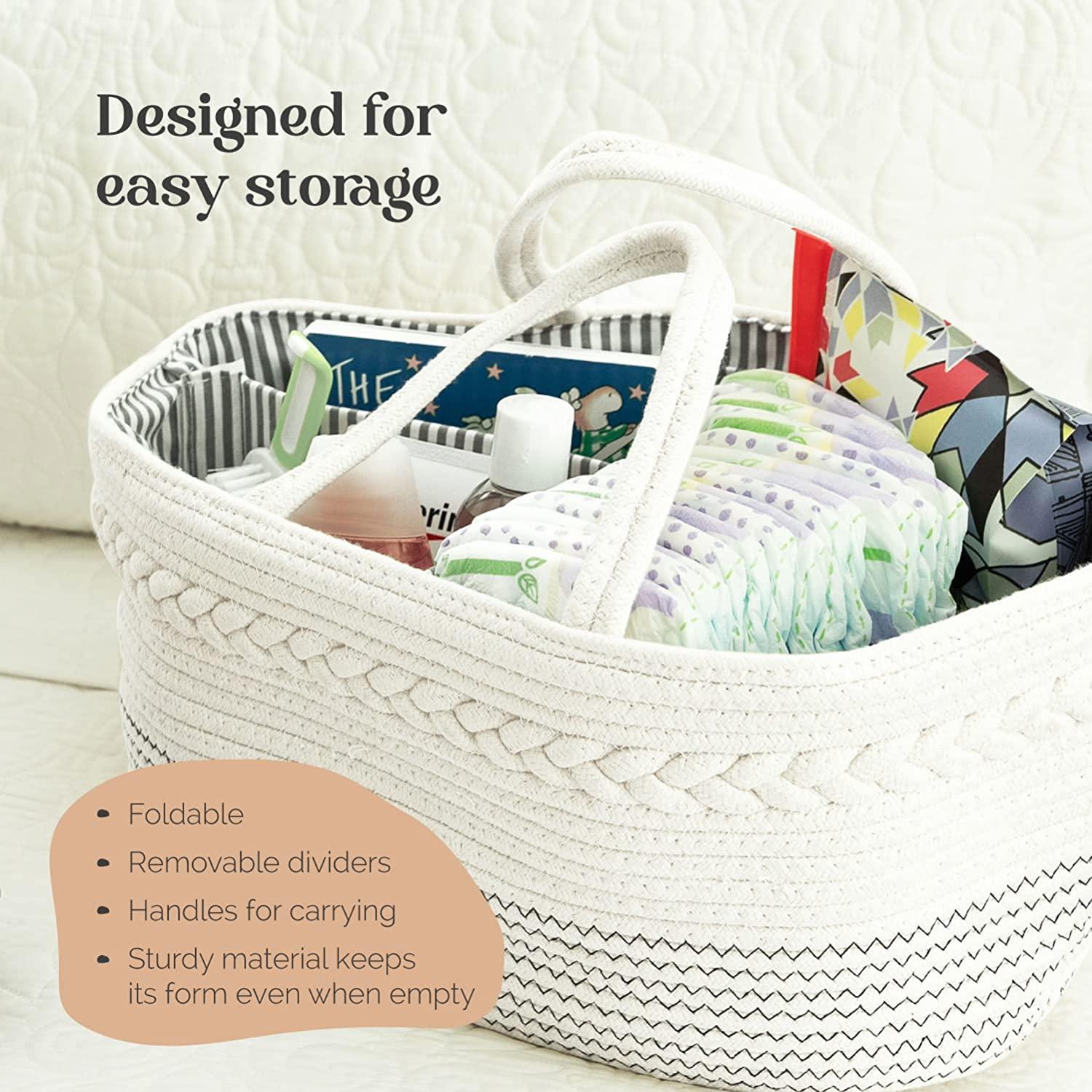 Rirool Baby Diaper Caddy - Nursery Diaper Tote Bag - Large Portable Car Travel Organizer - Boy Girl Diaper Storage Bin for Changing Table - Baby Shower Gift