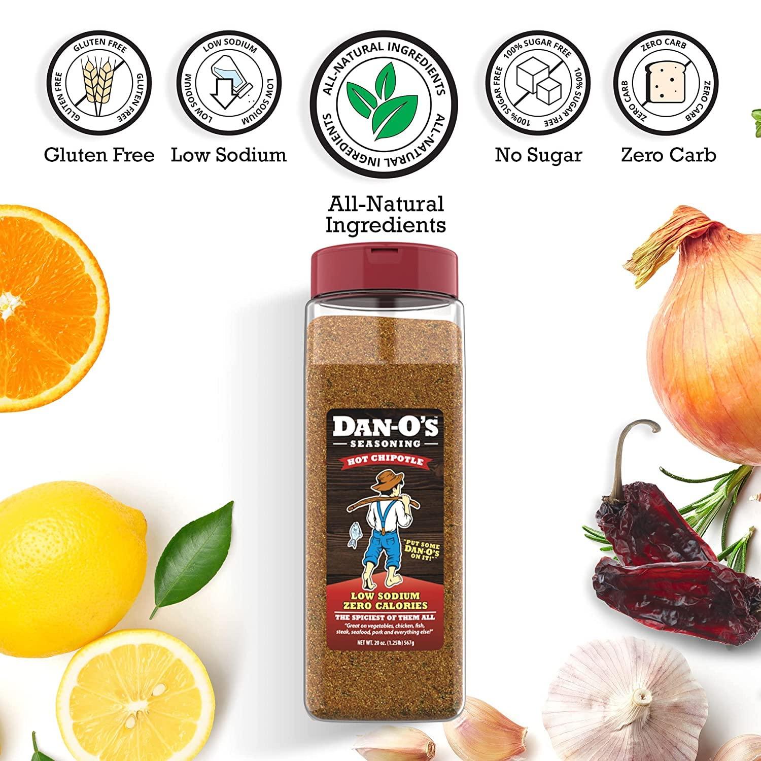 Dan-O's Seasoning 3 Count Bundle - Original, Hot Chipotle & Spicy Flavors, All Natural, Sugar Free, Keto, All Purpose Seasonings, Vegetable  Seasoning, Meat Seasoning, Low Sodium Seasoning, Cooking Spices