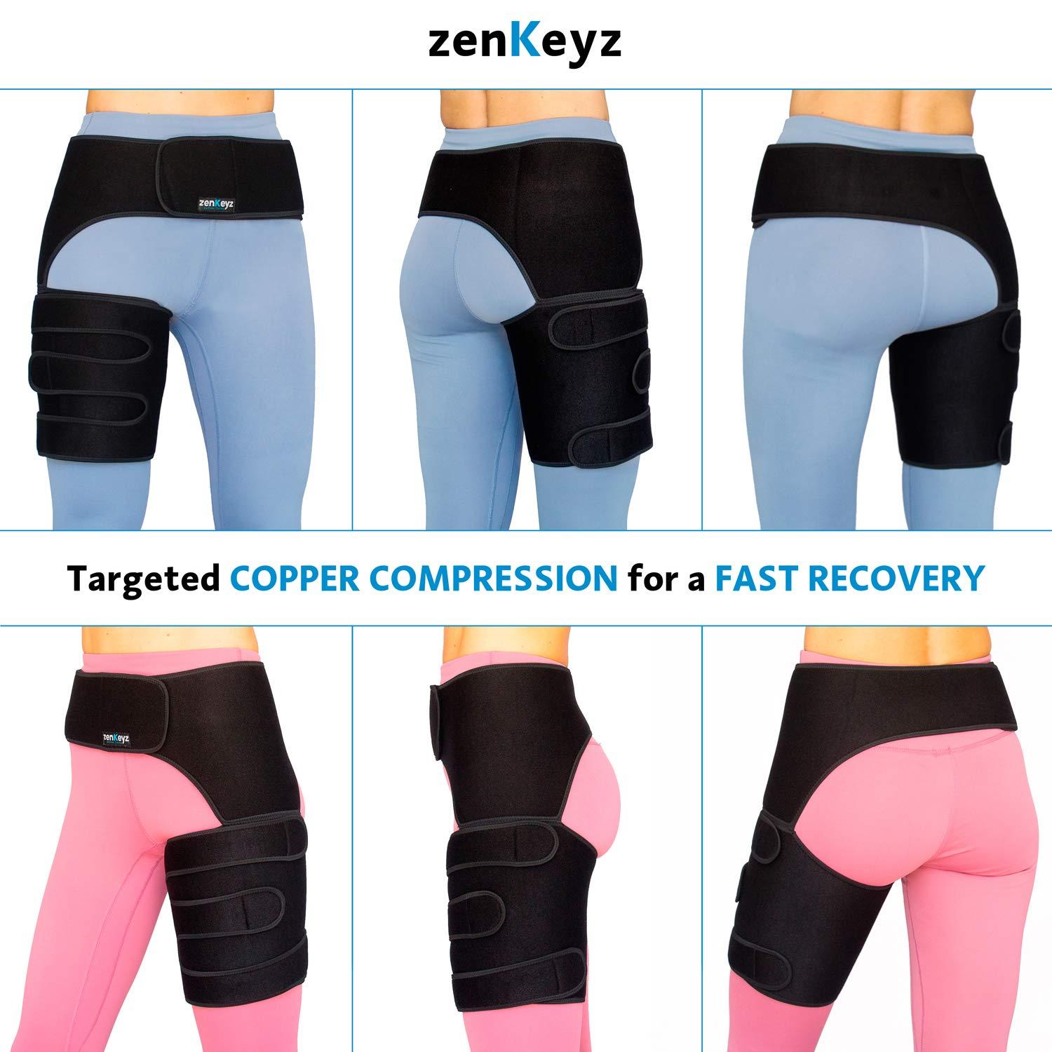 Copper Compression Hip Brace Sciatica - Groin Wrap for Pain Relief Thigh  Compression Sleeve - Support for Hip
