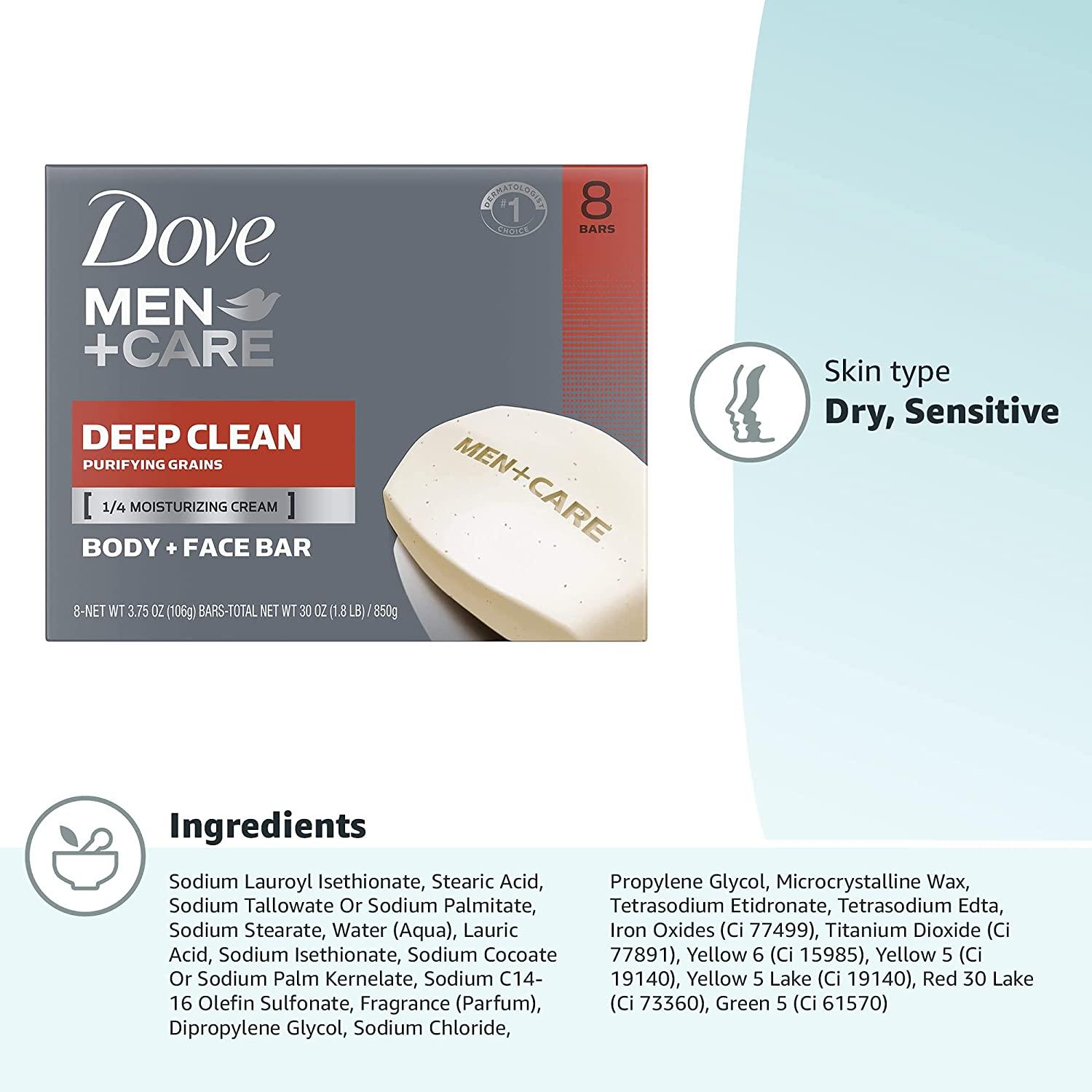 Bar Soap Men Body Face Sensitive Care Moisturizing Wash Clean 3.75