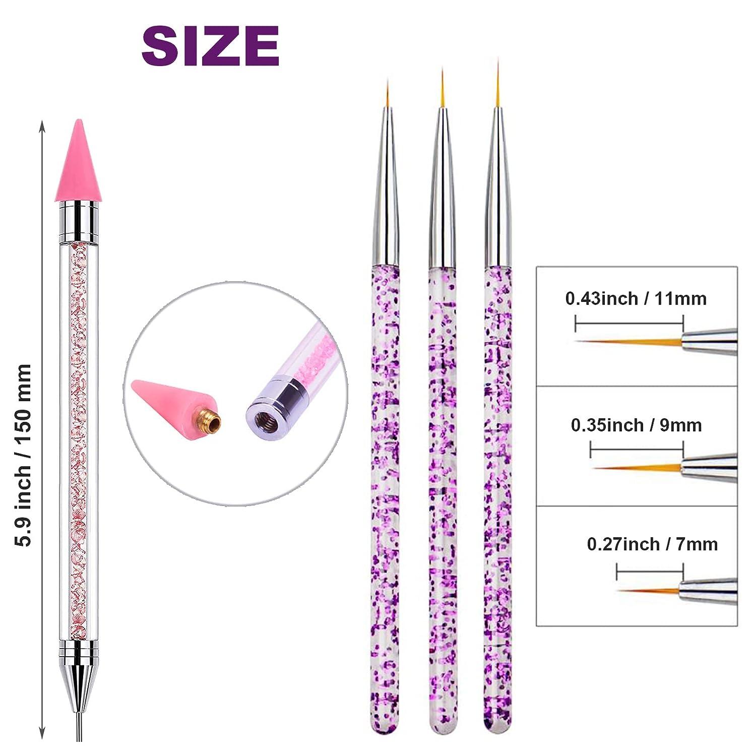 Nail Rhinestone Picker Dotting Tool, 3pcs Nail Art Brushes for Painting  with Different Size, Dual-ended Wax Pen DIY Nail Art Tool With Pink Acrylic