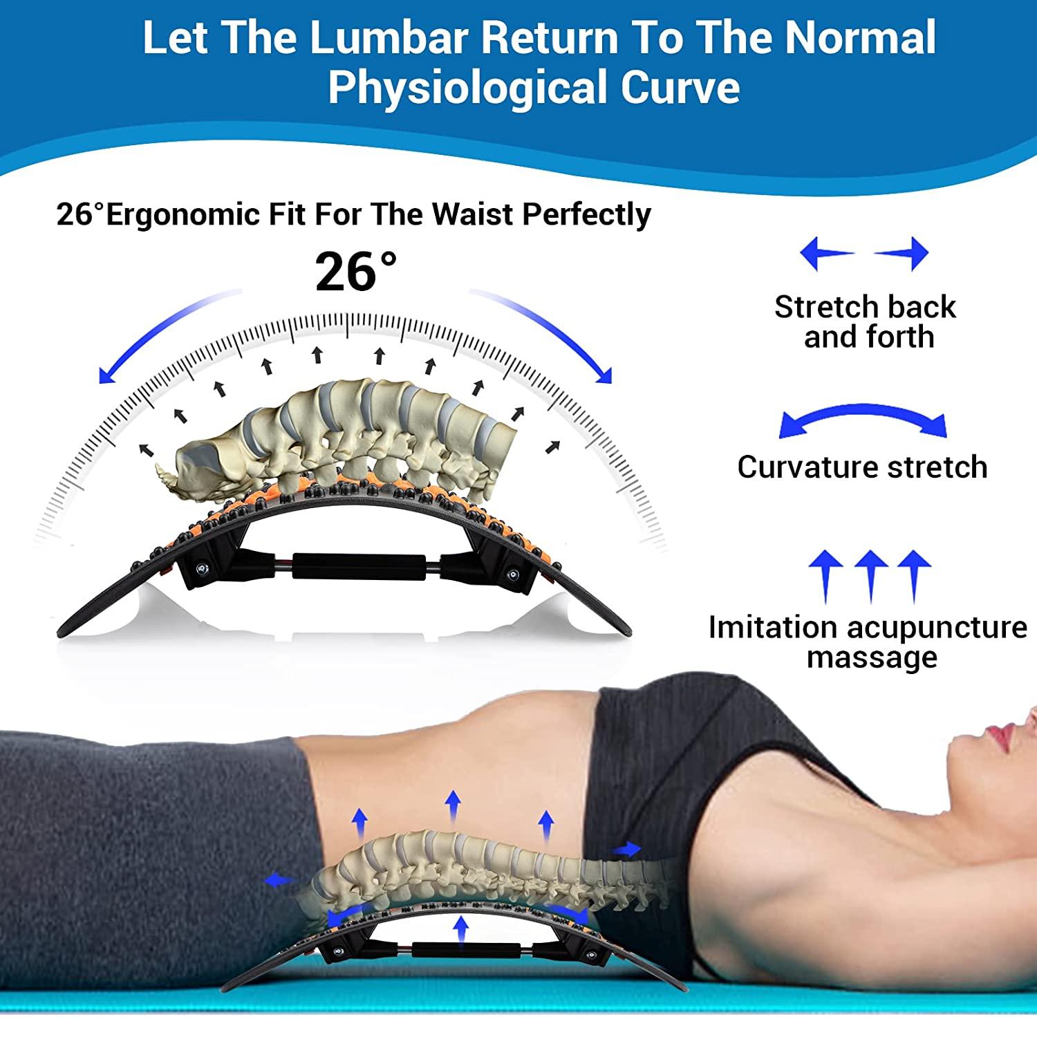 Lumbar Back Pain Relief Device, Back Cracker, Multi-Level Back Massager Lumbar Pain Relief Device for Herniated Disc, Sciatica, Scoliosis, Size: One