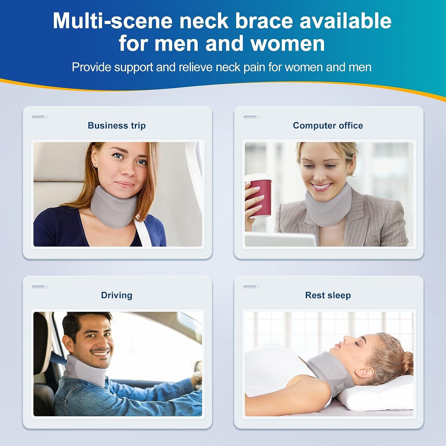 Neck Brace for Neck Pain and Support, Soft Foam Neck Cervical Collar for  Sleeping, Vertebrae Whiplash Wrap Aligns & Stabilizes, Relieves Neck Pain