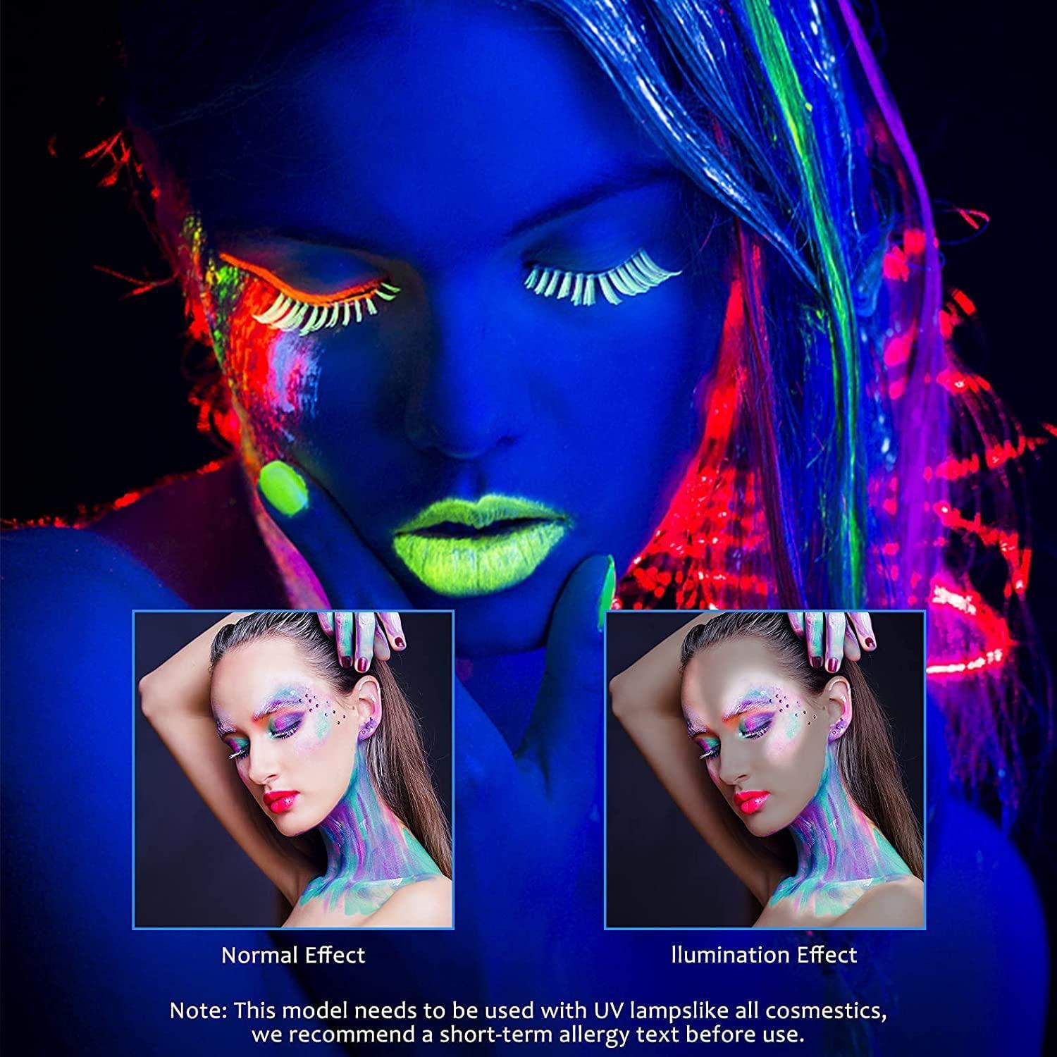 Glow In The Dark Face Body Paint, Uv Black Light Glow Makeup Kit For Adult,  Non-toxic Fluorescent Face Paints Crayons For Birthday Party Halloween  Masquerade Makeup - Temu Hungary