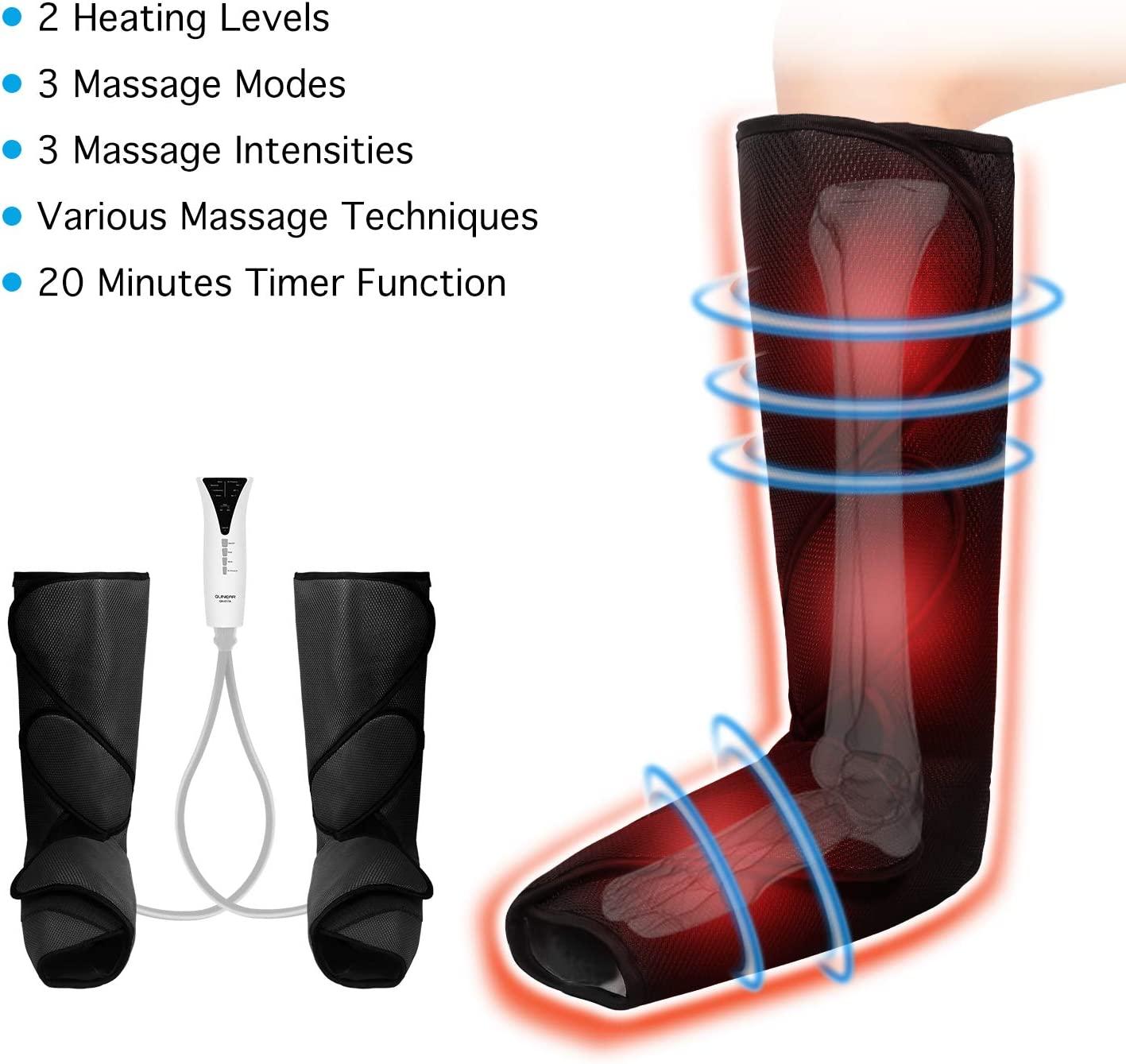 QUINEAR Leg Massager with Heat Air Compression Massage for Foot & Calf  Helpful for Circulation and Muscles Relaxation(FSA or HSA Approved)