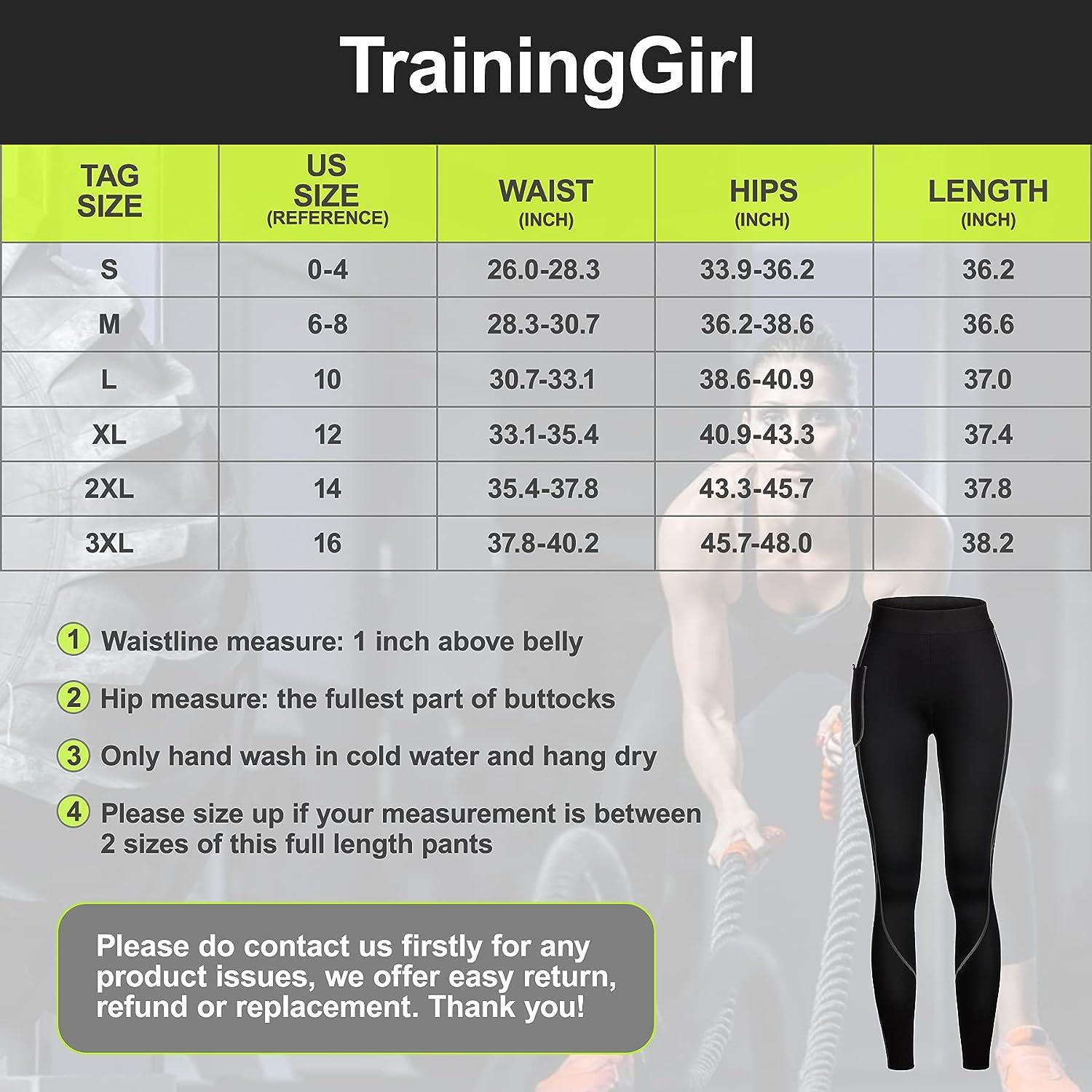 TrainingGirl High Waist Sauna Sweat Pants Slimming Neoprene Weight Loss  Workout Capri Leggings with Zipper Pocket for Women