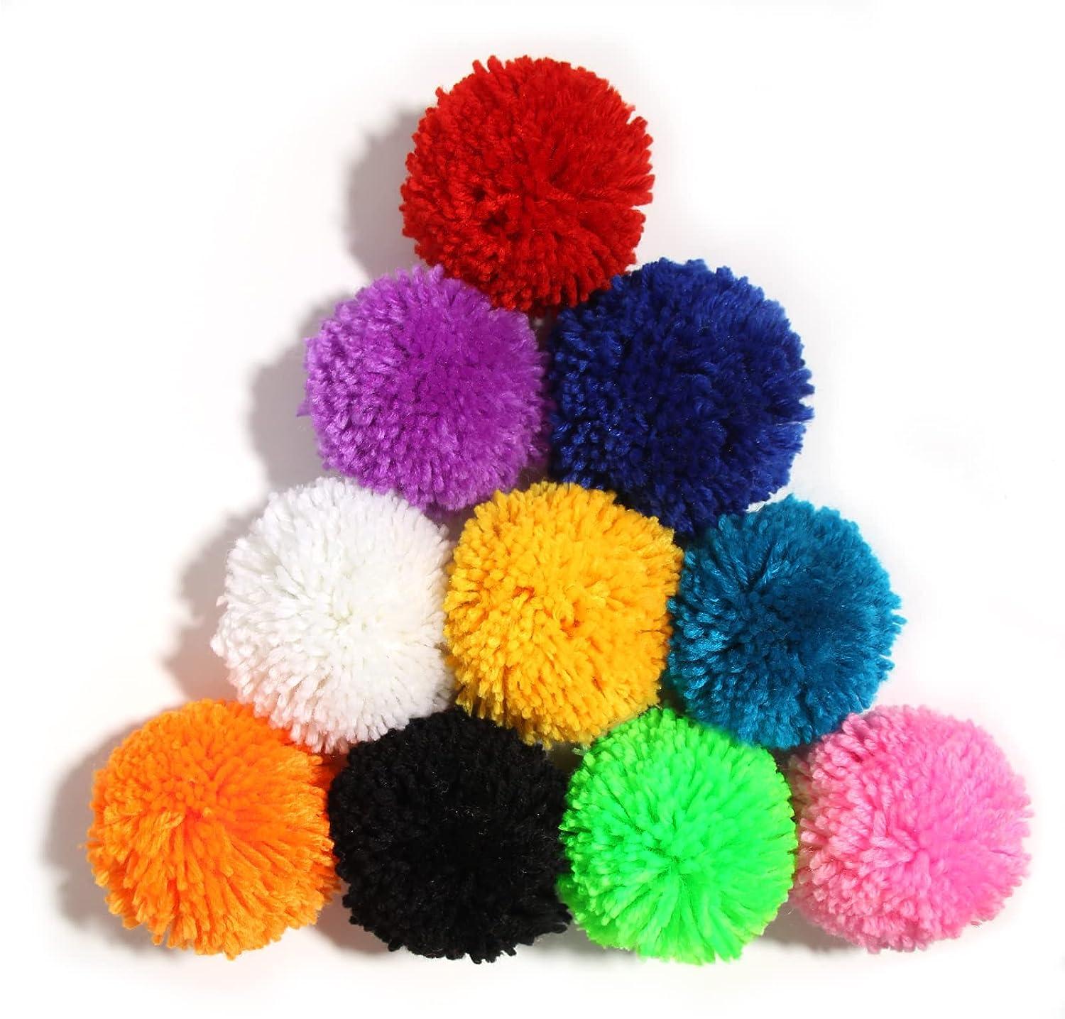 Uniquer 20Pcs Large Yarn Pom Poms,2.8 Inch Craft Pom Pom Balls,DIY Craft  Pompoms for Hats Party Supplies