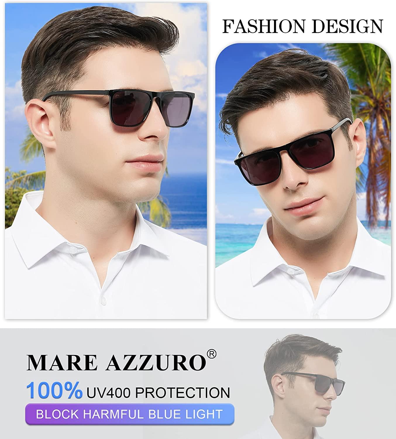 MARE AZZURO Large Square Reader Sunglasses Men Outdoor Sun Reading Glasses  1.0 1.25 1.5 1.75 2.0 2.25 2.5 2.75 3.0 3.5 4.0(Black, 1.00) Black 1.0 x