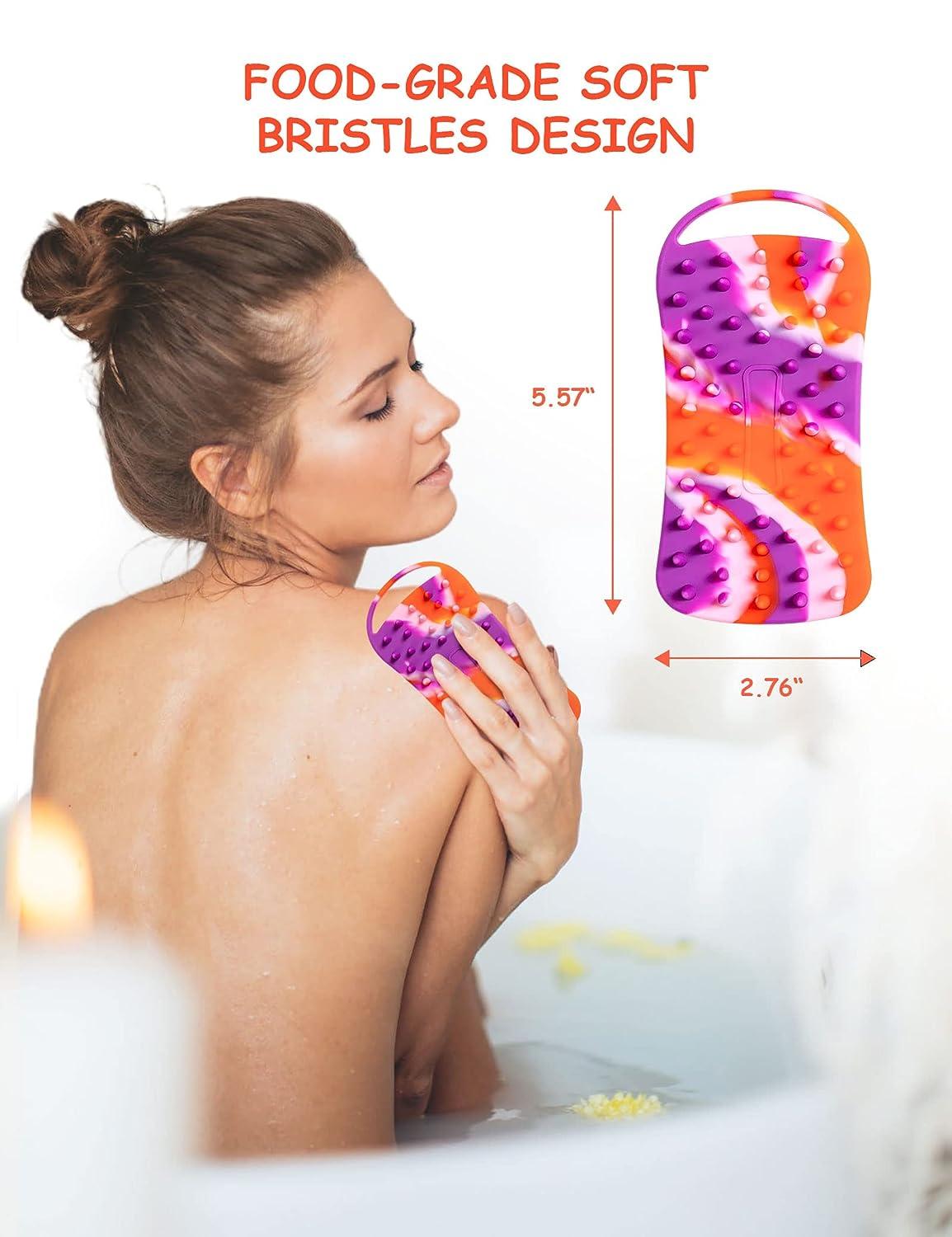 Bath Brush Double Side Silicone Massage Brush Back Shower Cleaning Remove  Exfoliating Bathroom Wash For Bathing