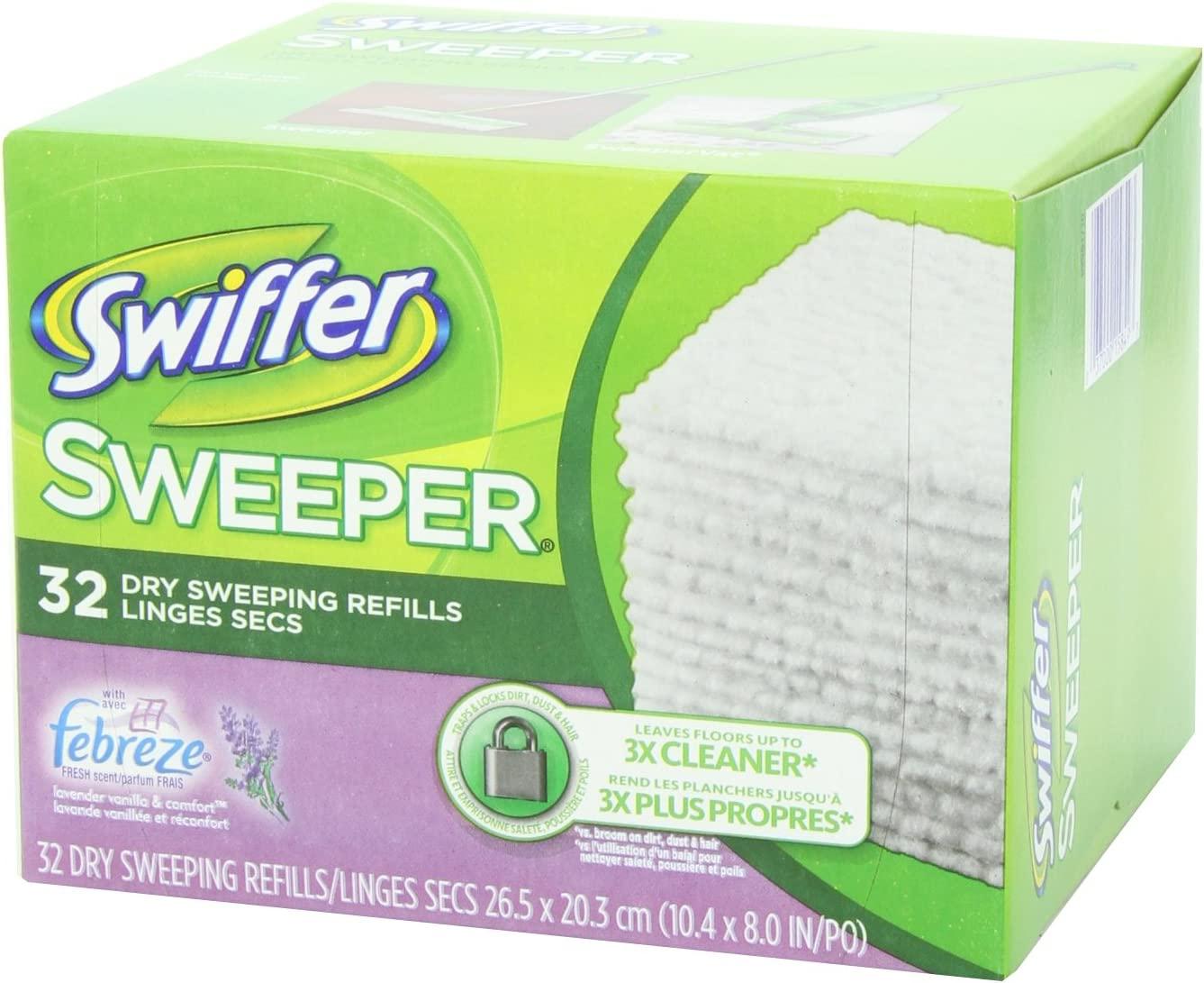 Swiffer Sweeper Dry Sweeping Pad, recambios multisuperficie para trapeador  de piso, con lavanda Febreze, 32 unidades