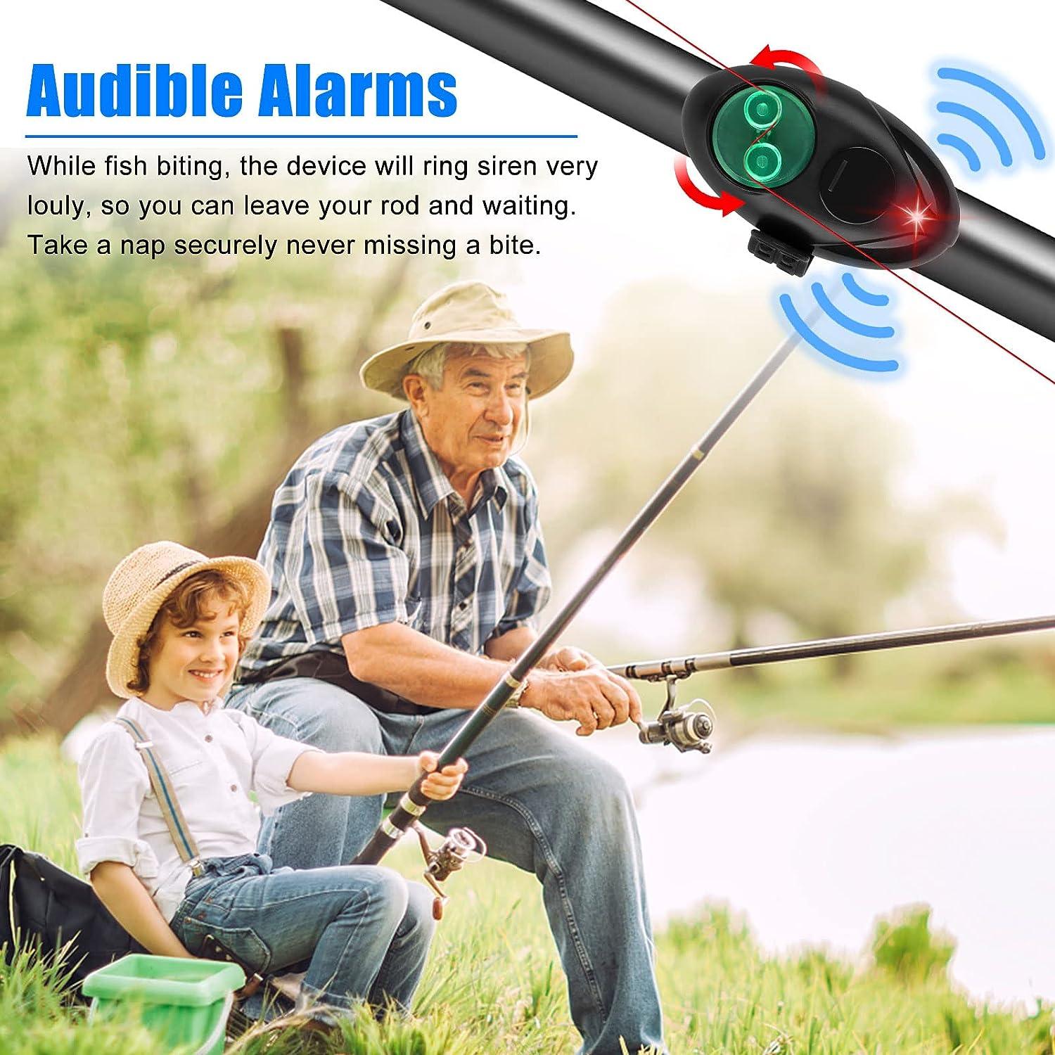 TSV 4 PCS Fishing Bite Alarm Indicator, Electronic Fishing Alarms Bite with  2 Alarm Modes, Sensitive Sound Bite Alert Bell with LED Lights, Fishing  Bells for Rods Daytime Night Outdoor