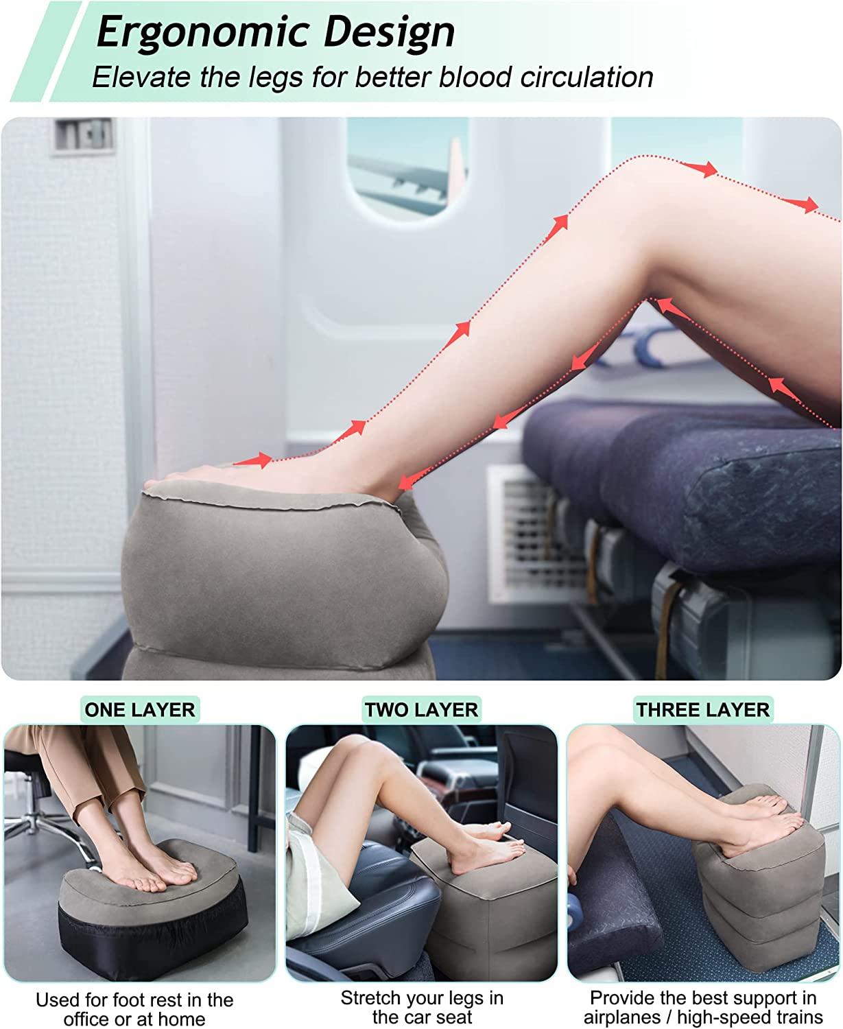 Inflatable Travel Foot Rest Pillow, Ergonomic Design