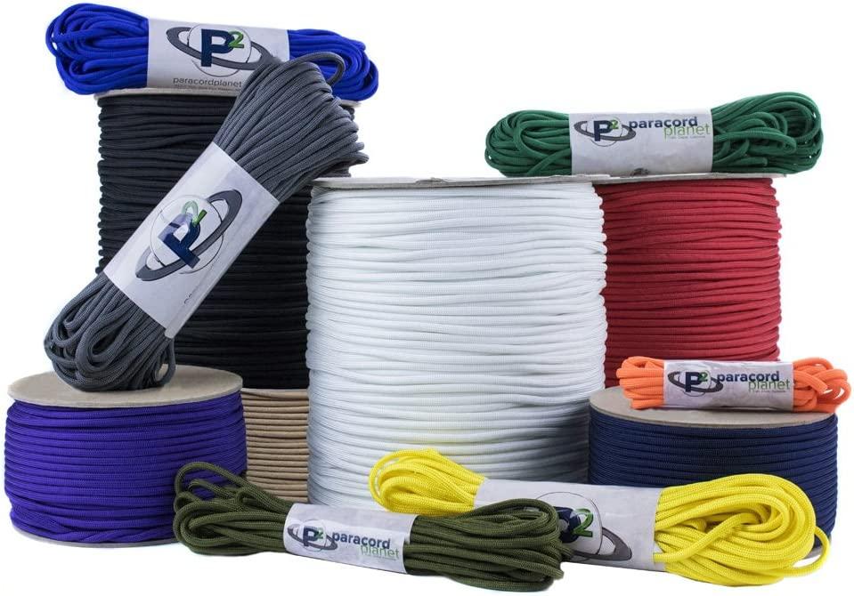 Paracord Planet - Genuine Type III 550 Paracord Nylon Colors Multiple Sizes  550 LB Tensile Strength 100 feet Black