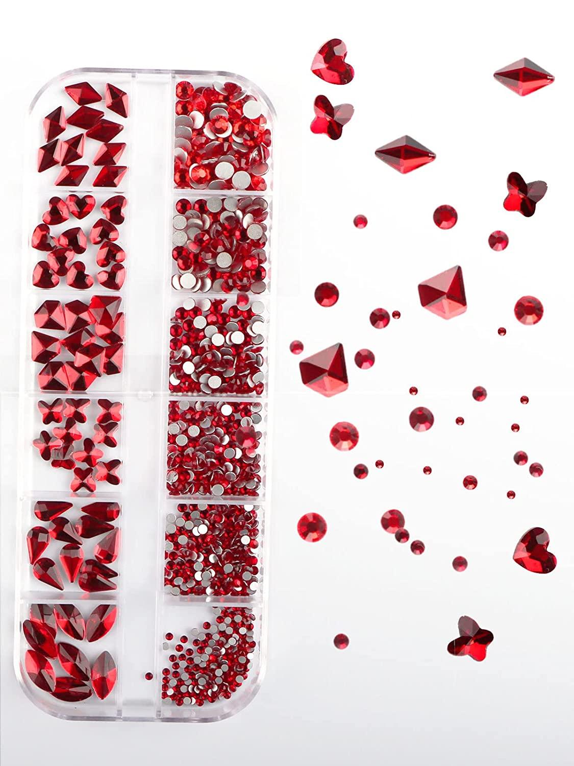 Buy EBANKU Nail Art Rhinestones Set 3100Pcs Professional Flatback 3D Rose Red  Nail Rhinestones Nail Charms Gems Jewels Crystals with Drill Pen Online at  Lowest Price Ever in India
