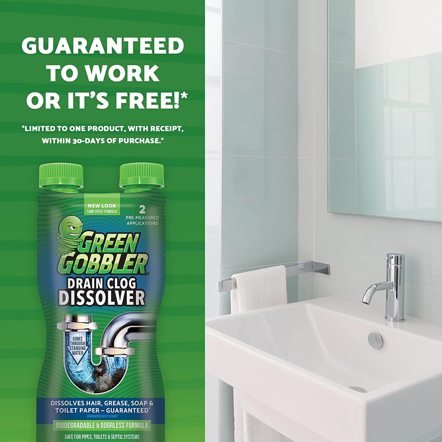 Green Gobbler Liquid Hair Drain Clog Remover, For Toilets, Sinks, Tubs -  Septic Safe, 2 Pack + 5 Hair Snake Tools