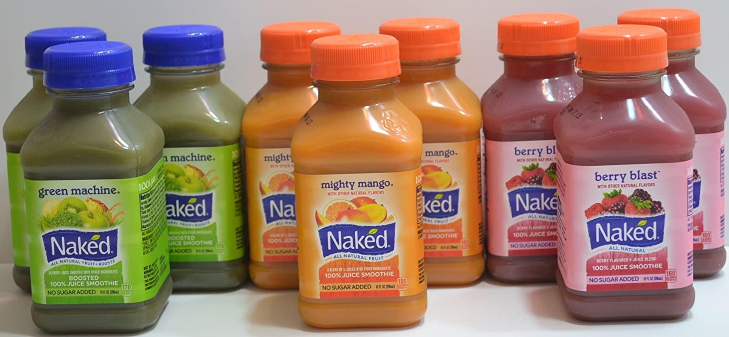 Naked Variety Pack Juice Smoothie 3 Mighty Mango 3 Green Machine 3 Berry Blast Total 9 Bottles 7845