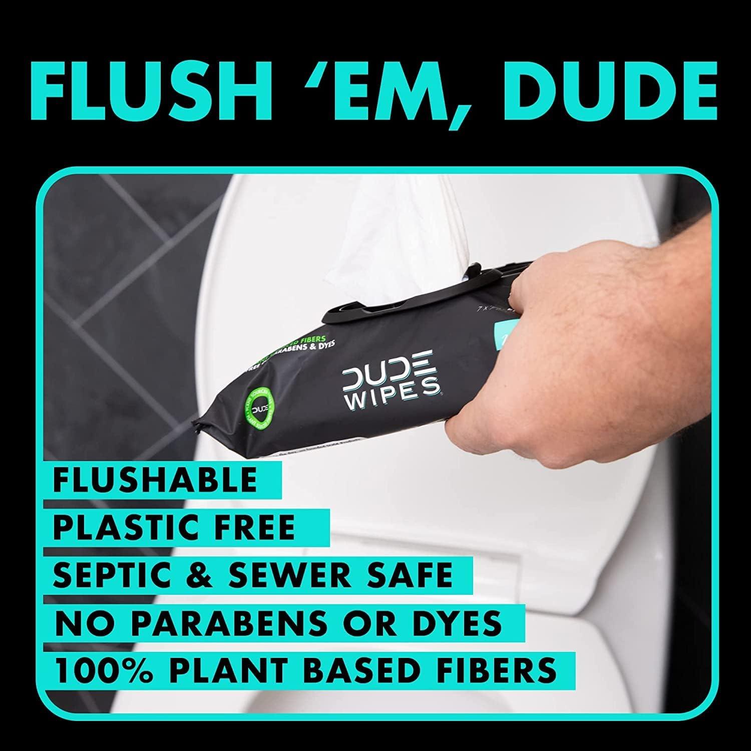 DUDE Wipes, Flushable Wipes, Extra Large and Fragrance-Free Wipes