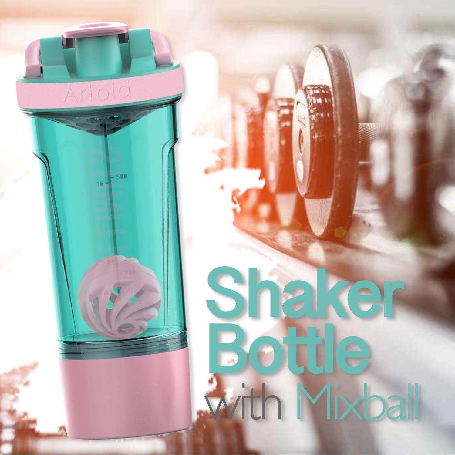 Motivational Gym Workout Bottles, 24oz Protein Shaker Blender