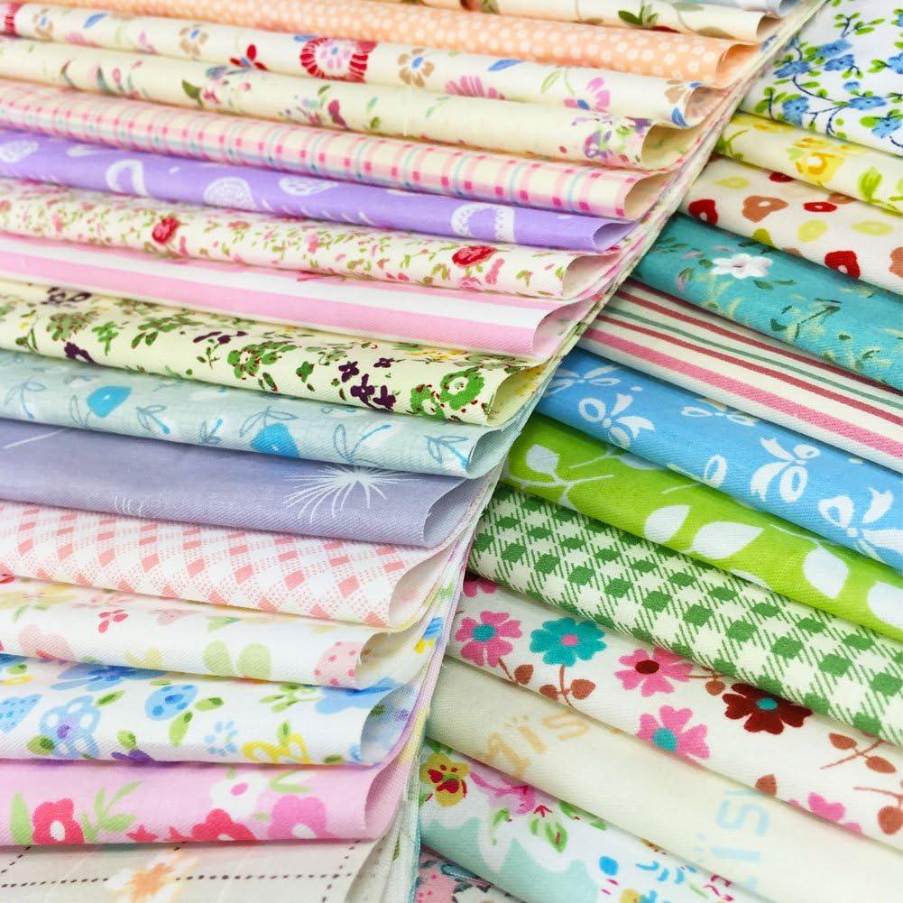 flic-flac Quilting Fabric Squares 100% Cotton Precut Quilt  Sewing Floral Fabrics for Craft DIY (12 x 12 inches, 60pcs)