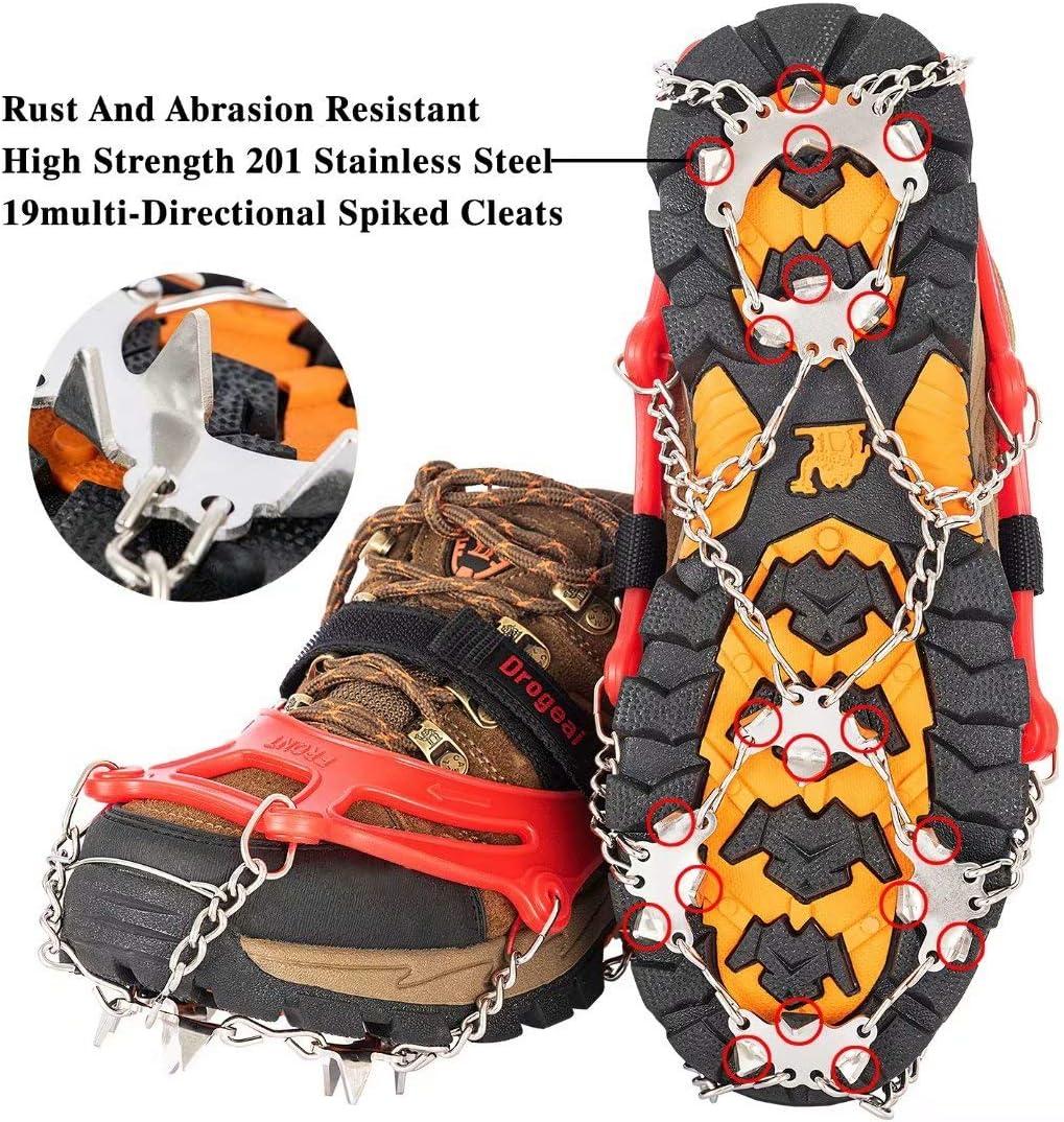 ISTATSO Ice Shoes Grippers, Shoe Spikes for Snow and Ice, Snow Cleats for  Shoes and Boots with 10 Stainless Steel Spikes Grips for Crampons for  Hiking