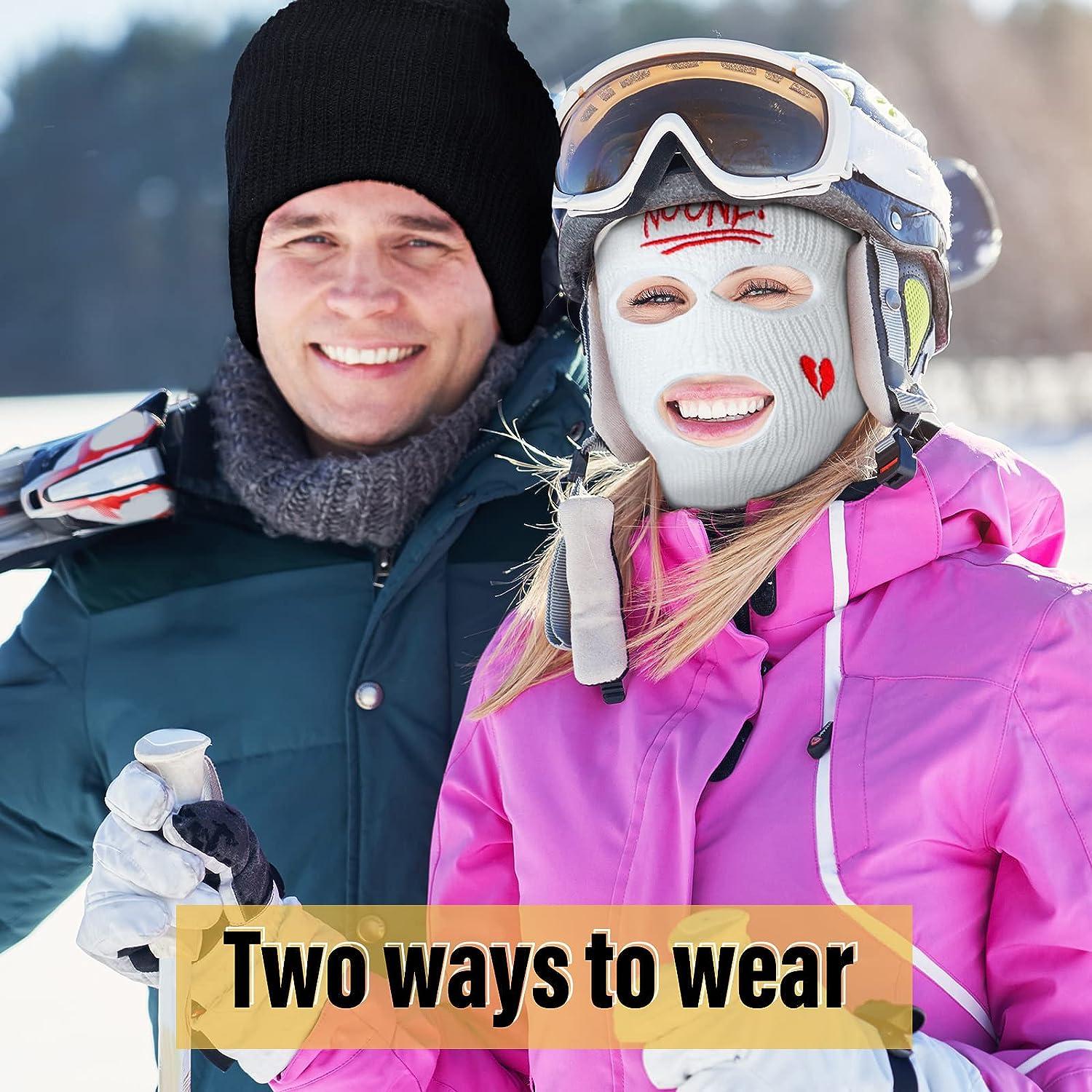 Handepo 2 Pcs 3 Hole Ski Mask Winter Warm Balaclava Full Face Knit Mask Ski  Hat Mask Knitted Full Face Cover for Men Women