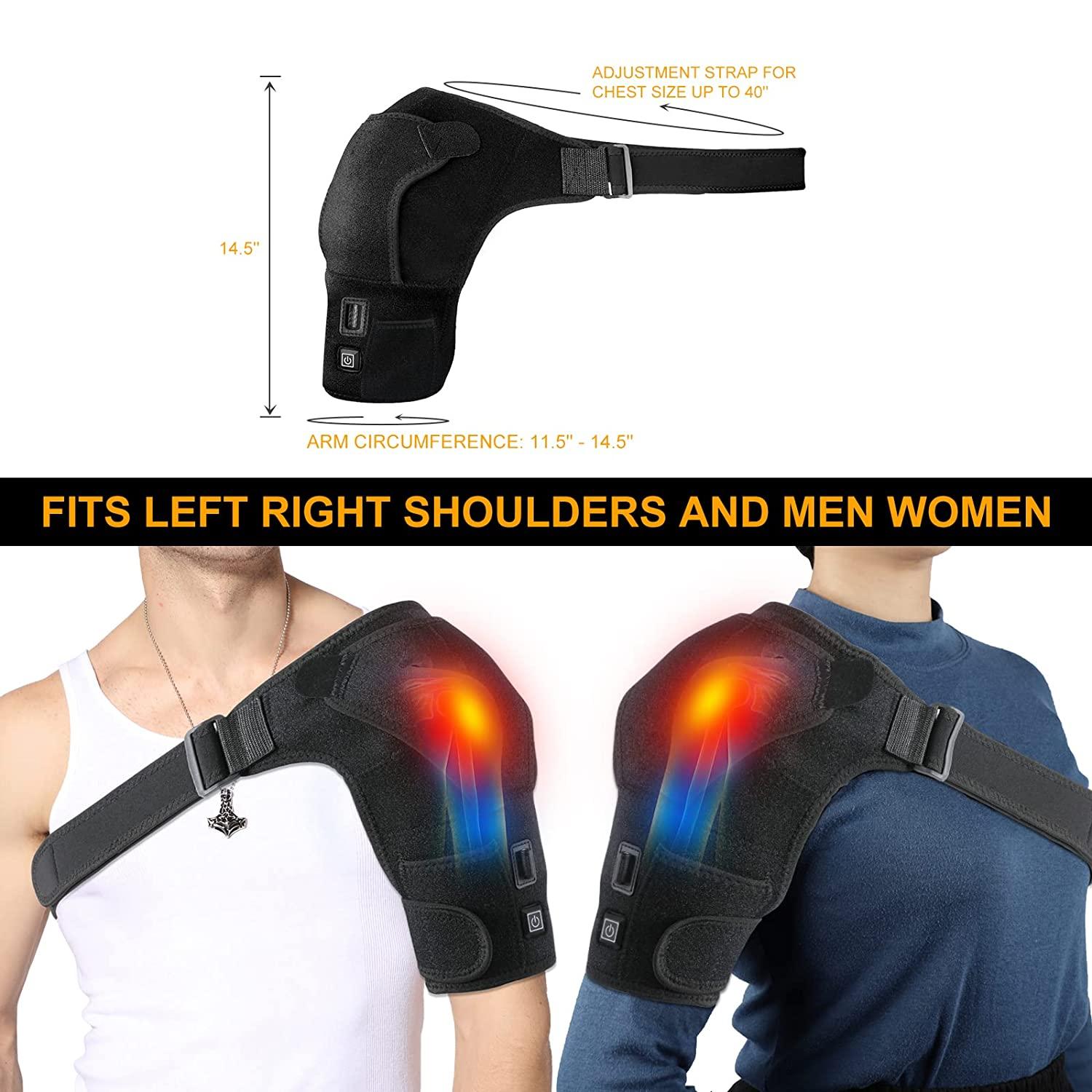 Comfytemp Shoulder Heating Pads for Rotator Cuff Pain Relief- 3 Heat  Settings 2H Auto-Off Stay On - Heated Shoulder Brace for Frozen Shoulder  Decent New Year Gift Shoulder Wrap for Men Women (