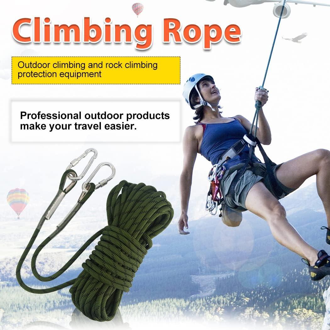 NewDoar Static Climbing Rope 10mm(3/8in) Accessory Cord Equipment  33FT(10M), 66FT(20M) 98FT(30M) Escape Rope Ice Climbing Equipment Fire  Rescue Rope 23kn Armygreen 33ft/10M
