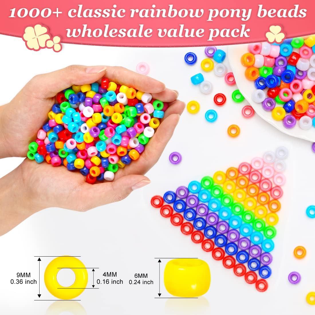 VOOMOLOVE 1000 pcs Pony Beads, Multi-colored Bracelet Beads, Beads for Hair  Braids, Beads for crafts, Plastic Beads, Hair Beads for Braids