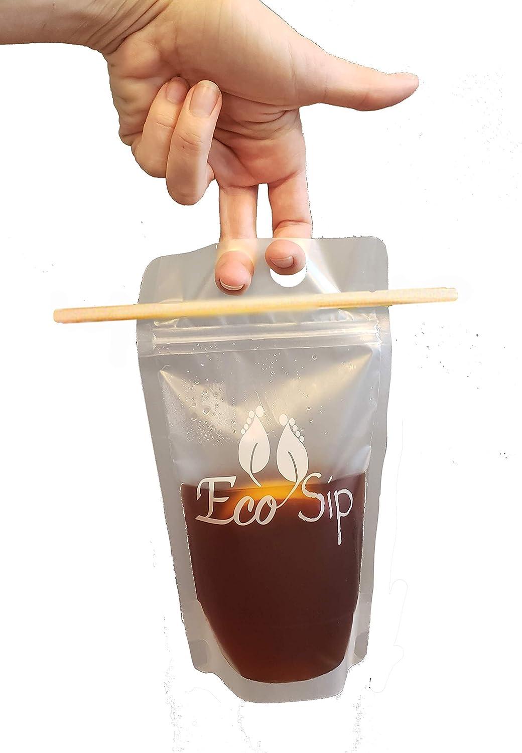 25 PC 5x9 Let's Party Collapsible Plastic Drink Pouches with Straws