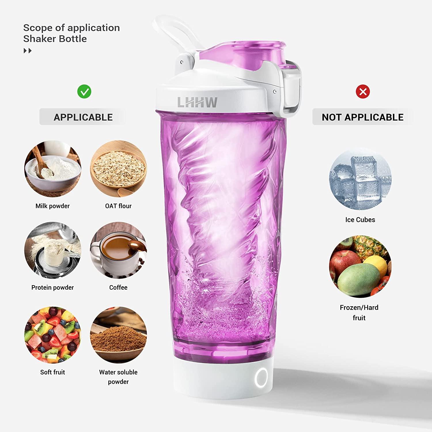 LHHW Electric Protein Shaker Bottle, 24 Oz Rechargeable BPA Free Blender  Cup for Protein Mixes, Portable Shaker Bottles for Gym Home Office ( Purple  ) 24 Ounce Star Purple