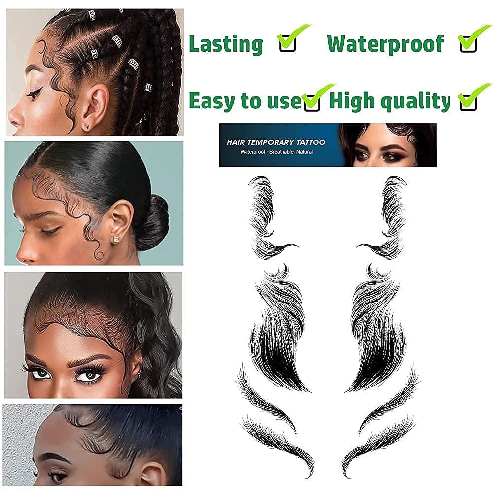 EIMELI 8 Styles Fake Edges Hair Tattoo Baby Hair Tattoo Stickers - Hair  Stickers Waterproof Lasting Makeup Tool for Women