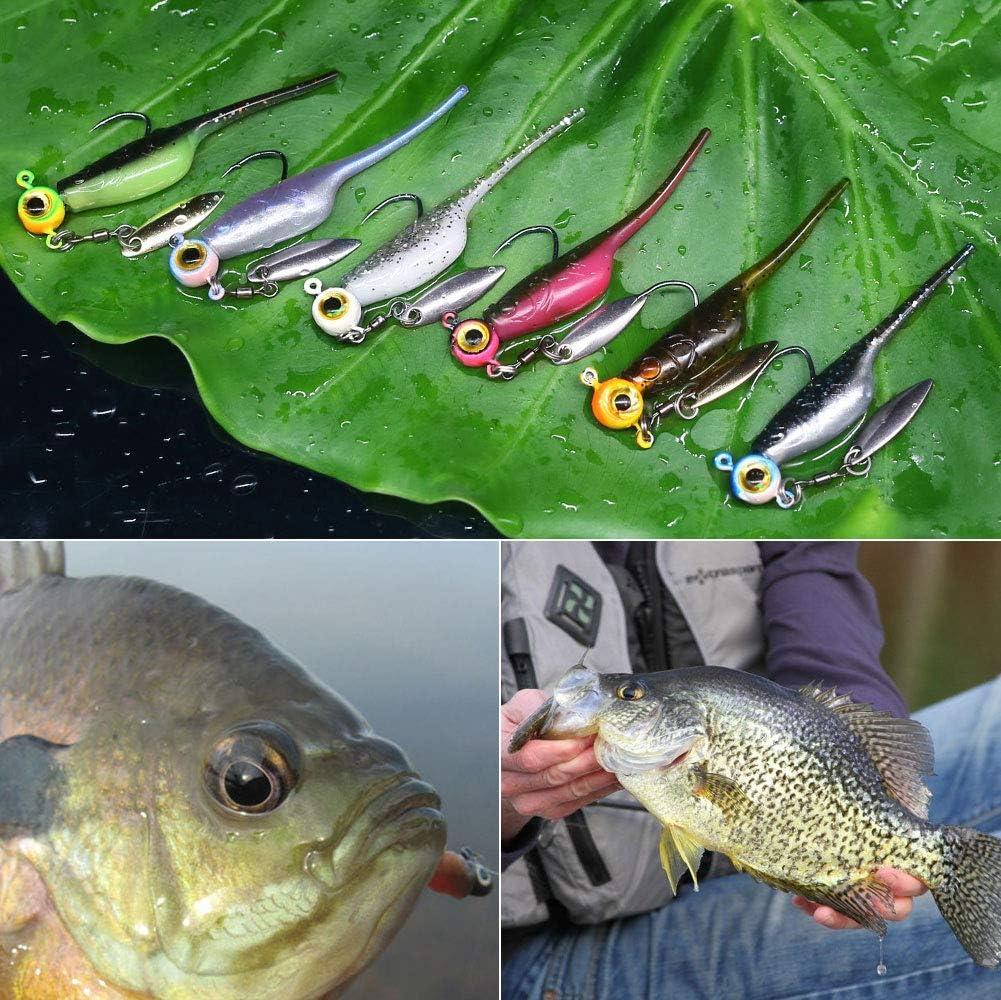 Crappie-Baits- Plastics-Jig-Heads-Kit-Shad-Minnow-Fishing-Lures